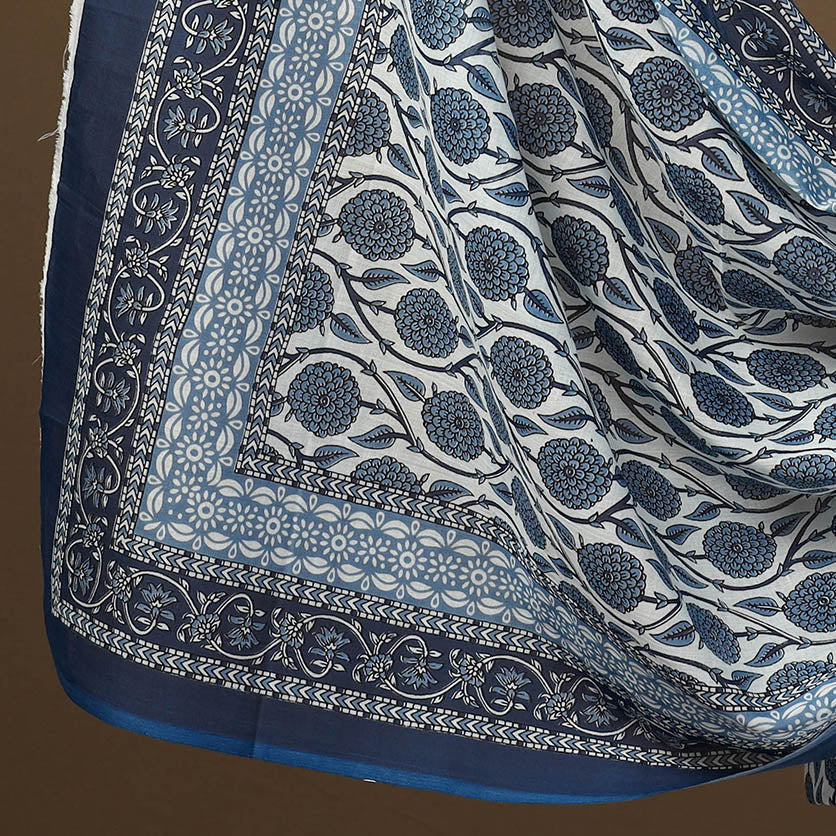 ARTISAN HAND BLOCK PRINTS Blue - 3pc Sanganeri Block Print Cotton Dress Material 09 - view 4