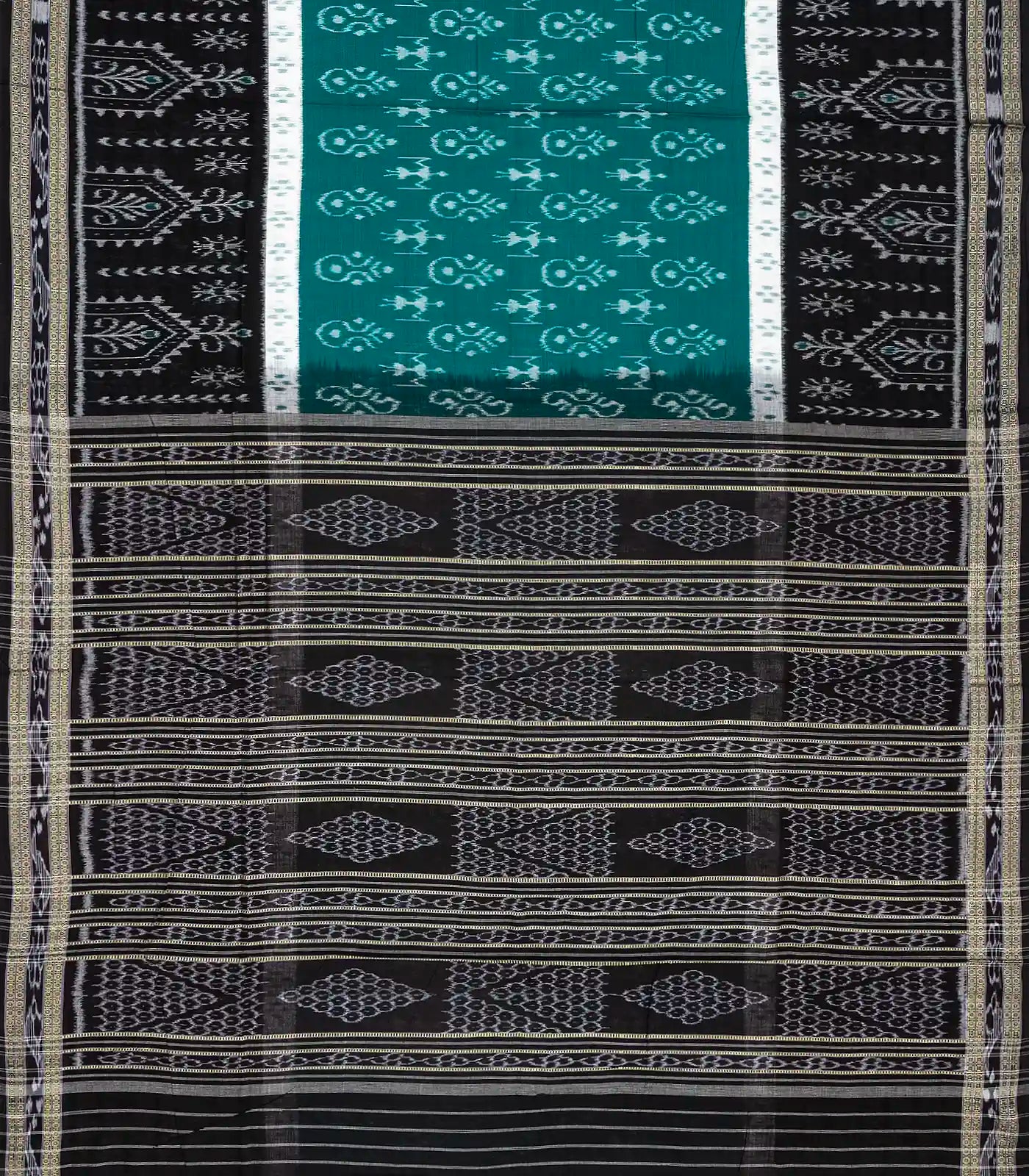 RmKV Cyan Handloom Orissa Cotton Saree With Tie & Dye Tribal Motifs - view 2