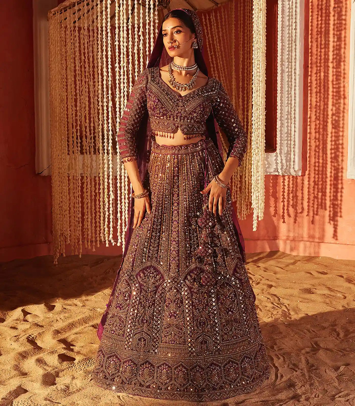 RmKV Majestic Purple Embroidered Lehenga Set-Purple