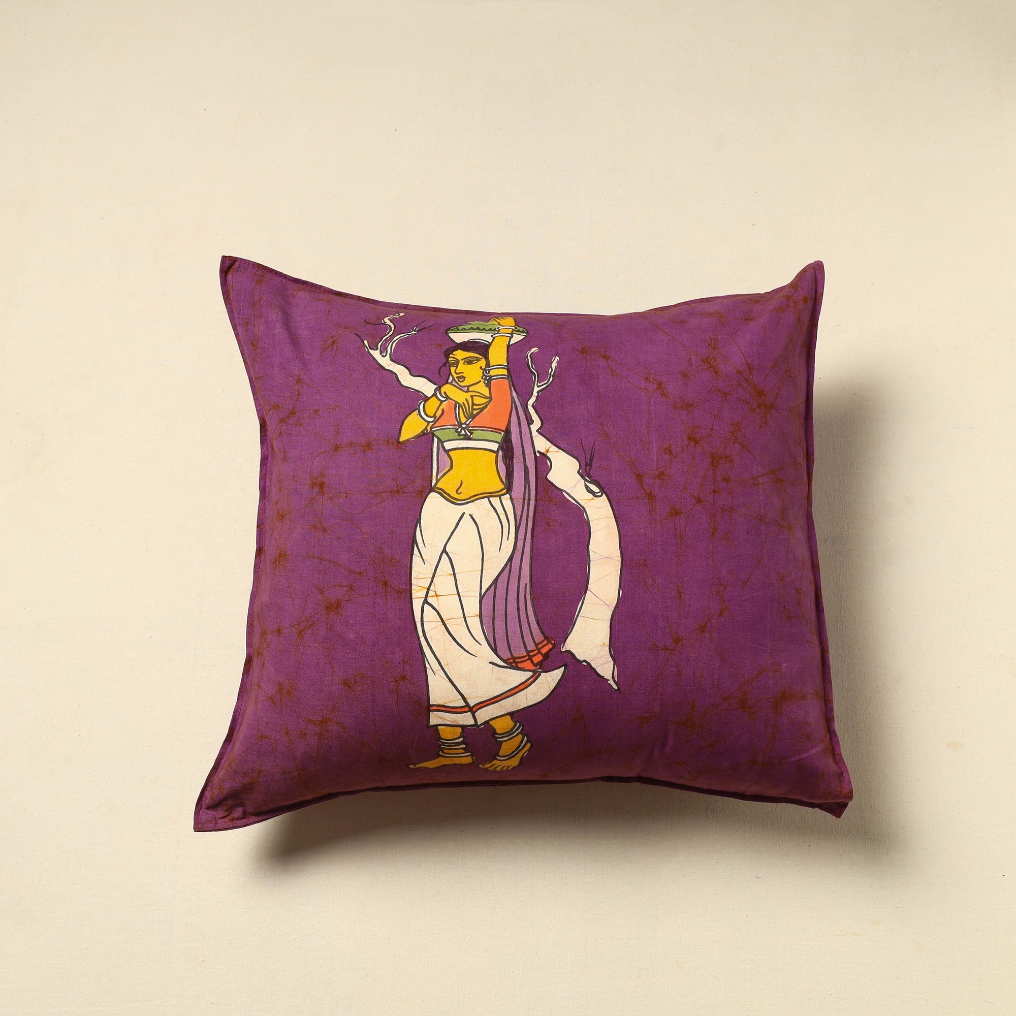 KACHCHH JI CHHAAP Pure Cotton Hand Batik Cushion Cover (18 x 18 in) 11