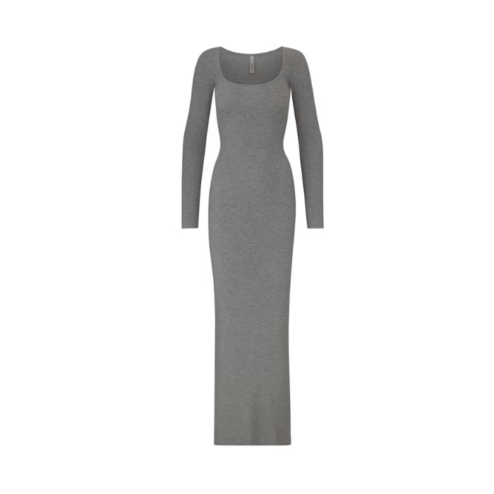 HYPE ELIXIR Skims Soft Lounge Long Sleeve Dress Heather Grey