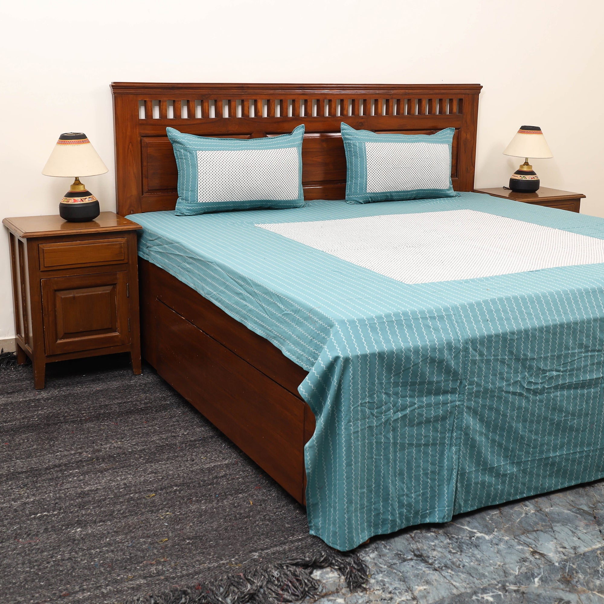 SOUTH KARGHA Patchwork Cotton Double Jacquard Bedsheet Set 13