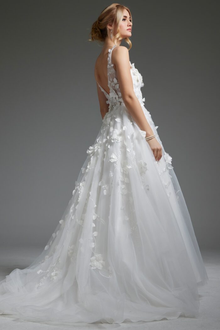 Jovani JB40511 A Line Bridal Gown Open Back Wedding Dress - view 2