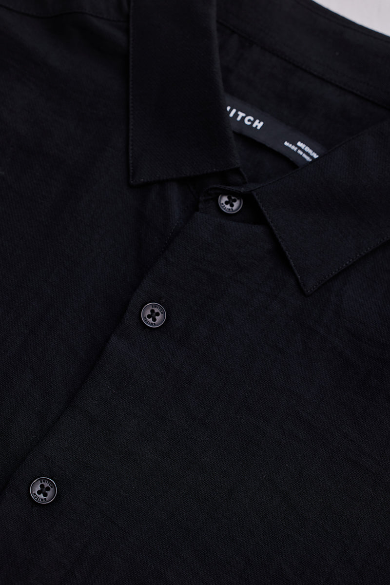 SNITCH Black Slim Fit Linen Shirt - view 2
