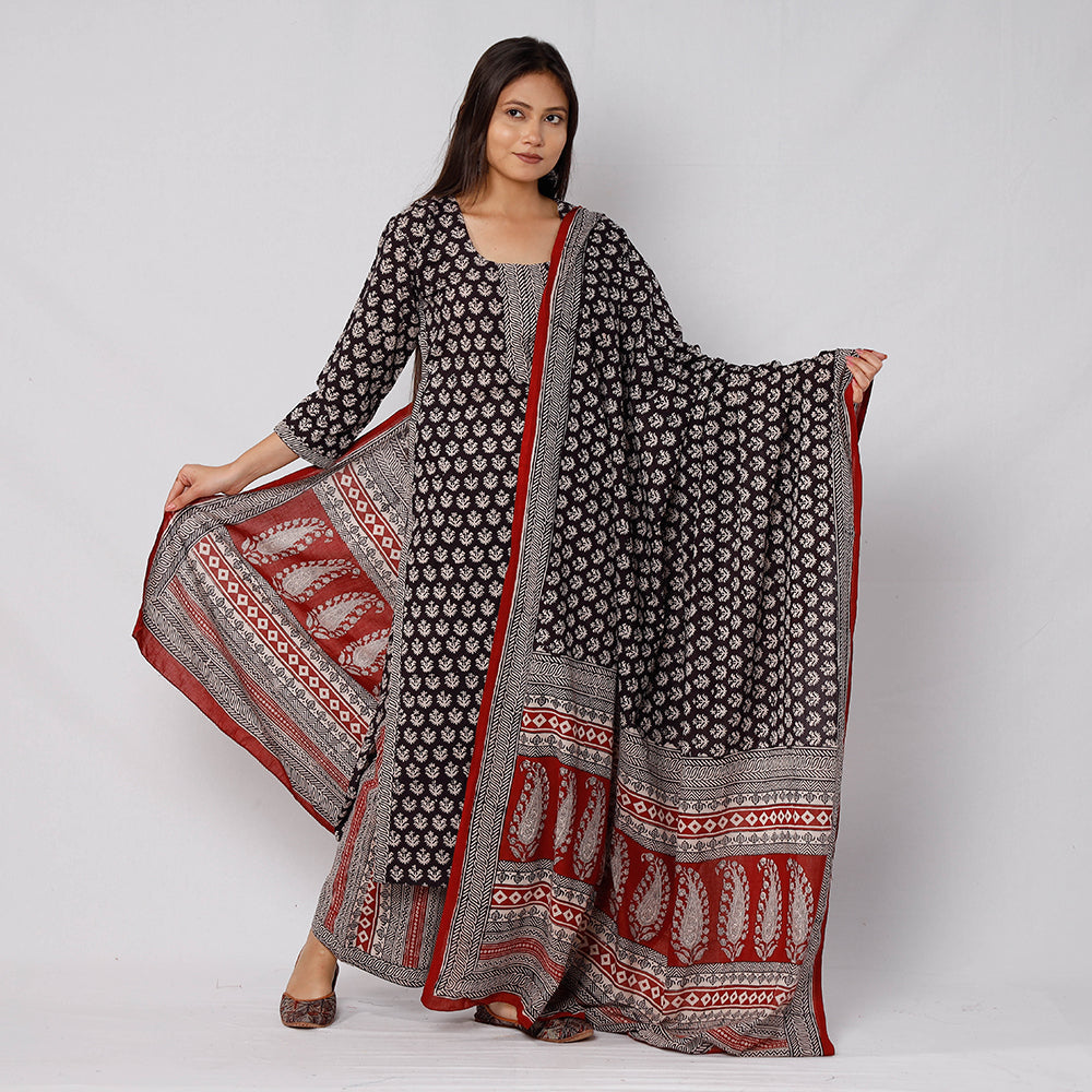 Palazzo dupatta set – ITOKRI CASUALS Black - Bagh Block Printed Cotton Kurta with Palazzo & Dupatta Set