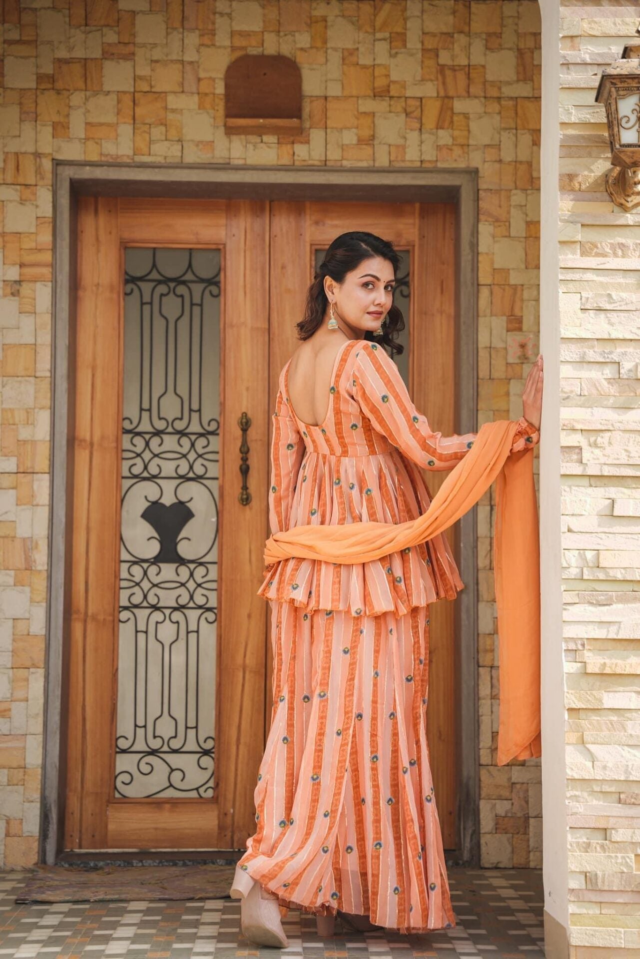 Idaho-o Darshi Georgette Kurta-palazzo Set - view 5