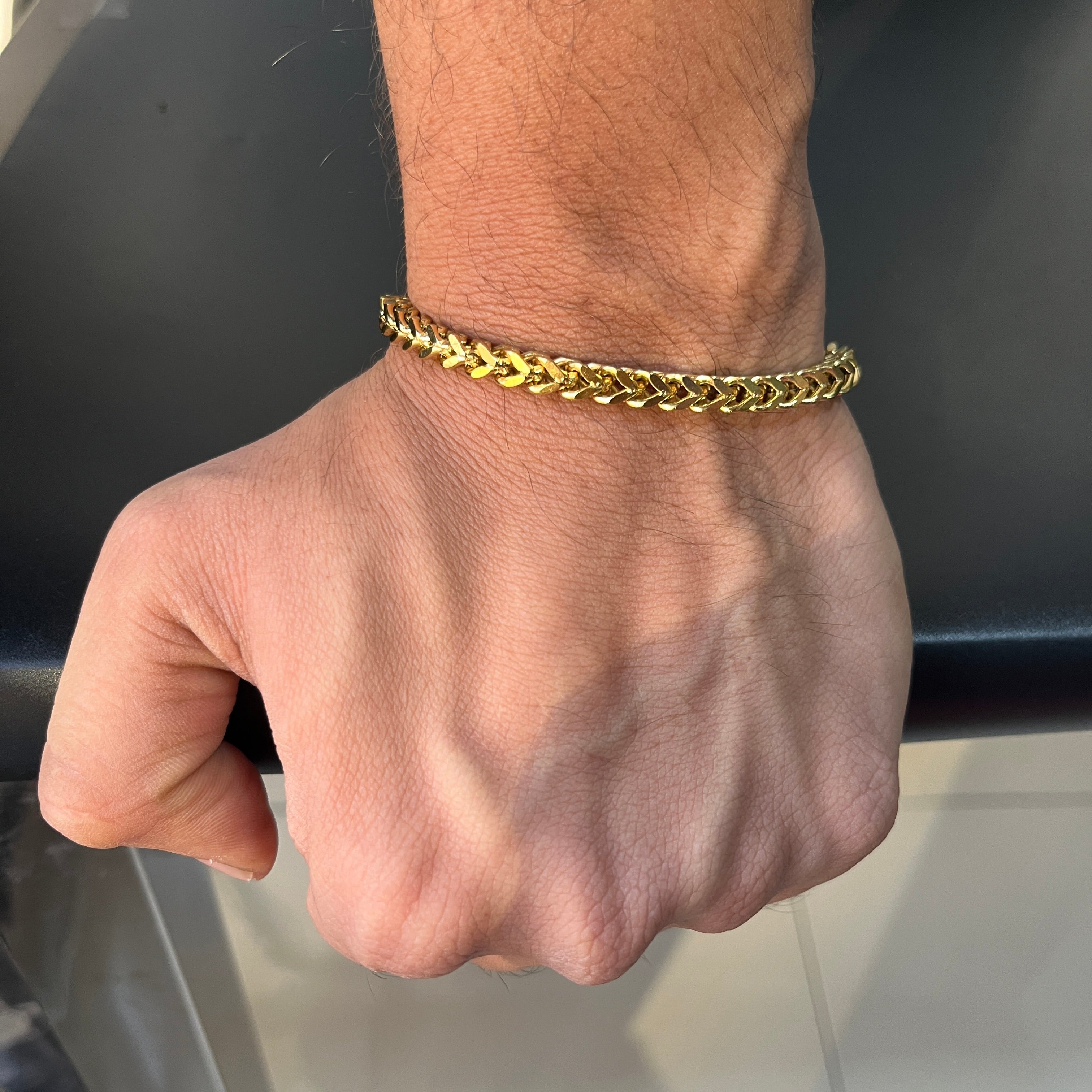 brantashop Gold Plated Chunky Link Stainless Steel Bracelet For Men (9 Inch) - view 2