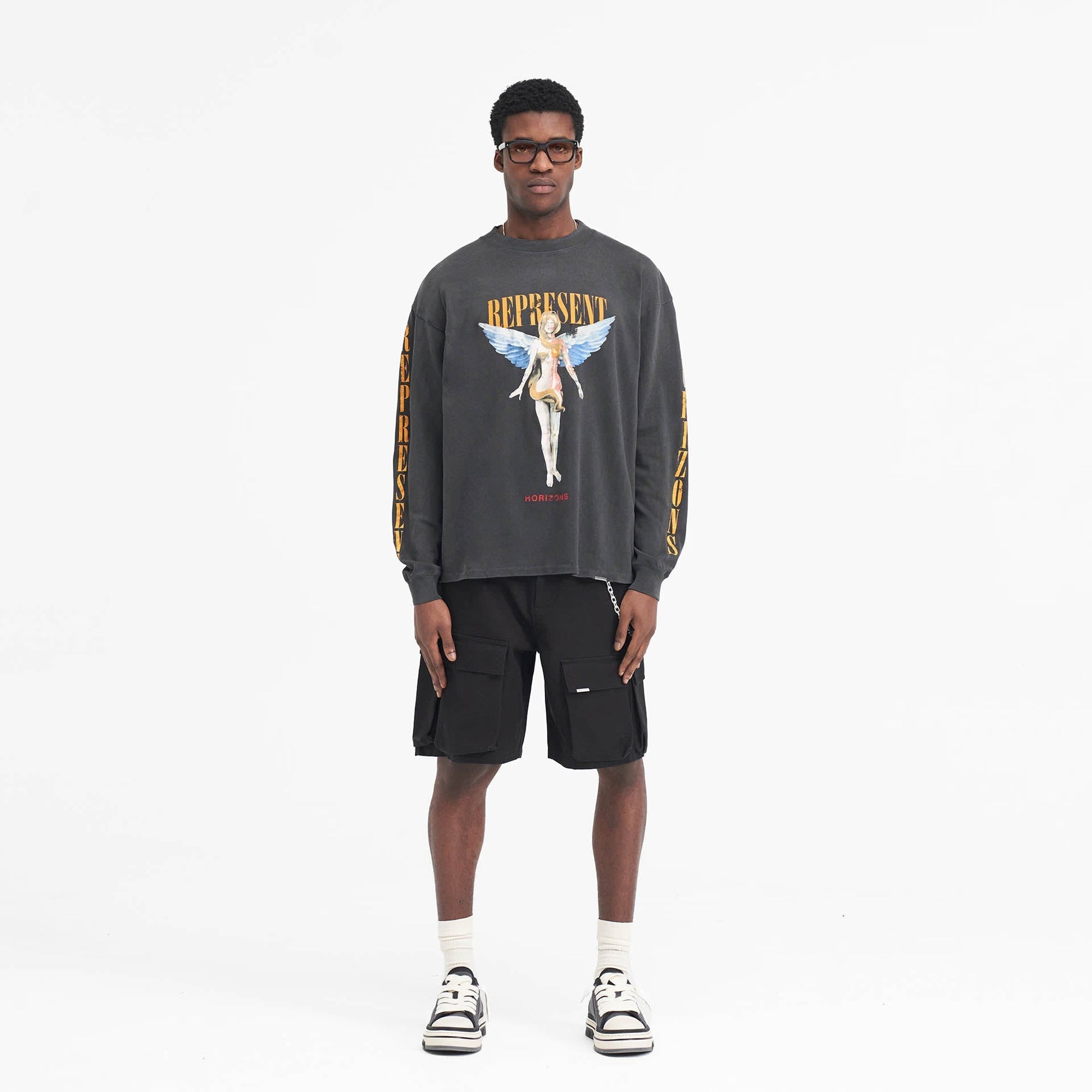 Represent | REBORN LONG SLEEVE T-SHIRT { AGED BLACK - view 6