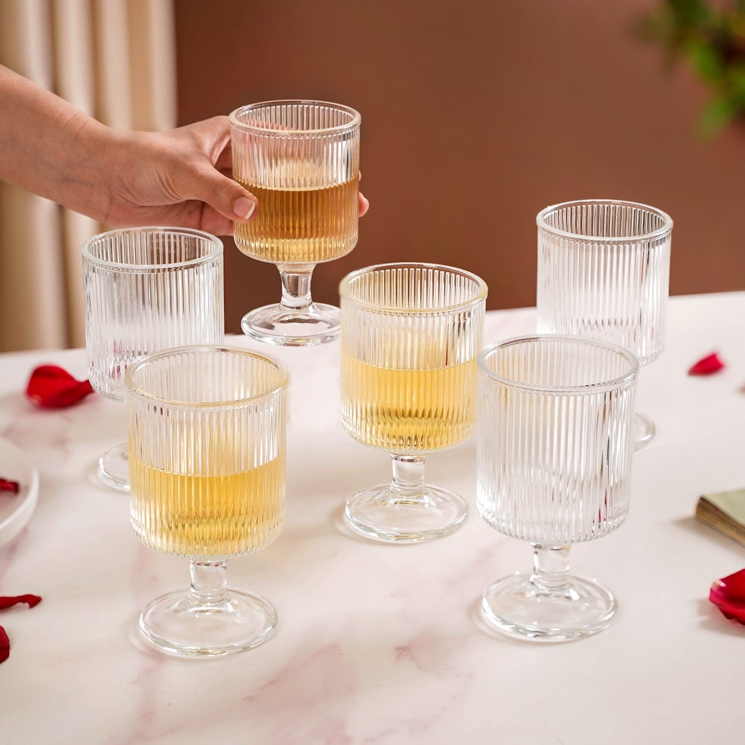 Nestasia Fluted Transparent Stemmed Goblet Set Of 6 225ml - view 2
