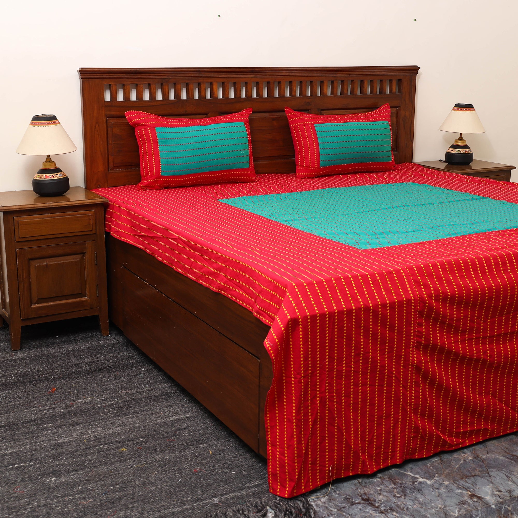 SOUTH KARGHA Patchwork Cotton Double Jacquard Bedsheet Set 17