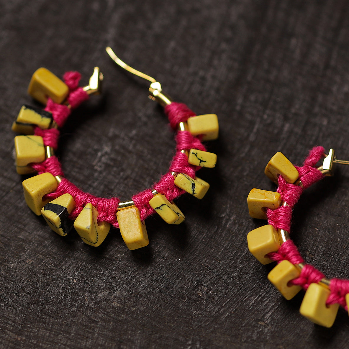 JALPARI Ayat Handmade Thread & Stone Work Earrings 04 - view 2
