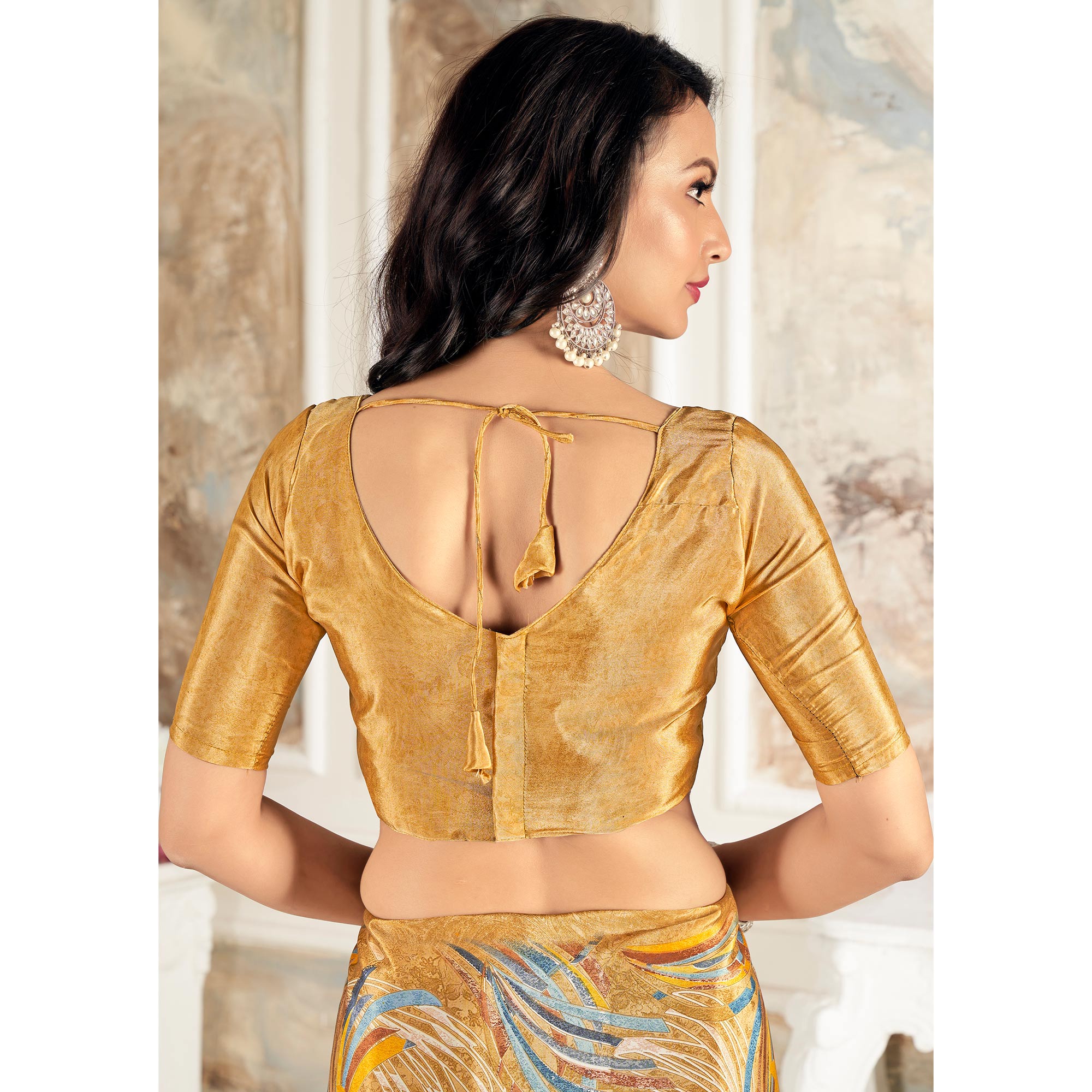 Peachmode Chikoo Printed Crepe Silk Saree – Women's - view 4