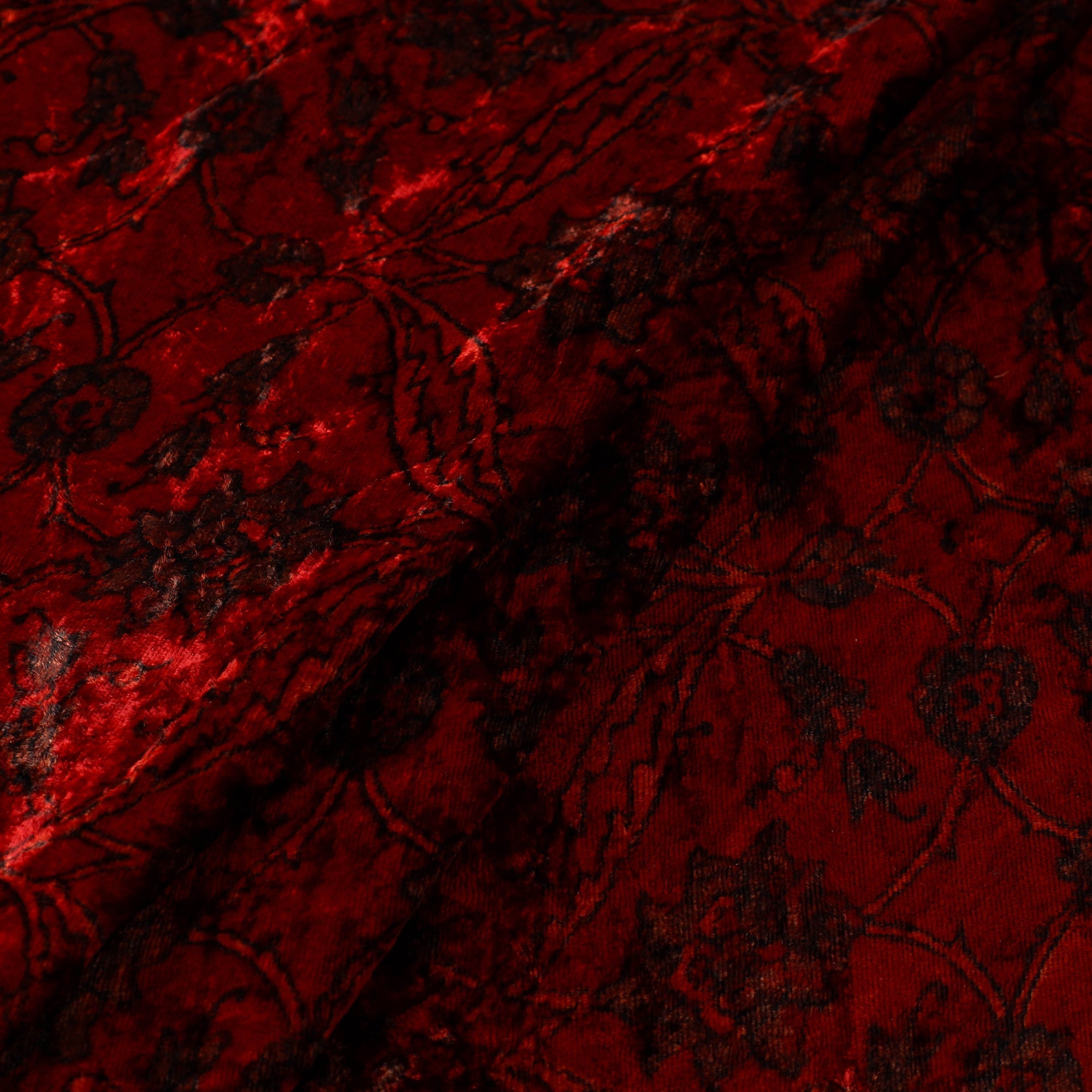 AJRAKH BY JABBAR KHATRI Block Printed Velvet Natural Dyed Ajrakh Fabric 01 - view 2