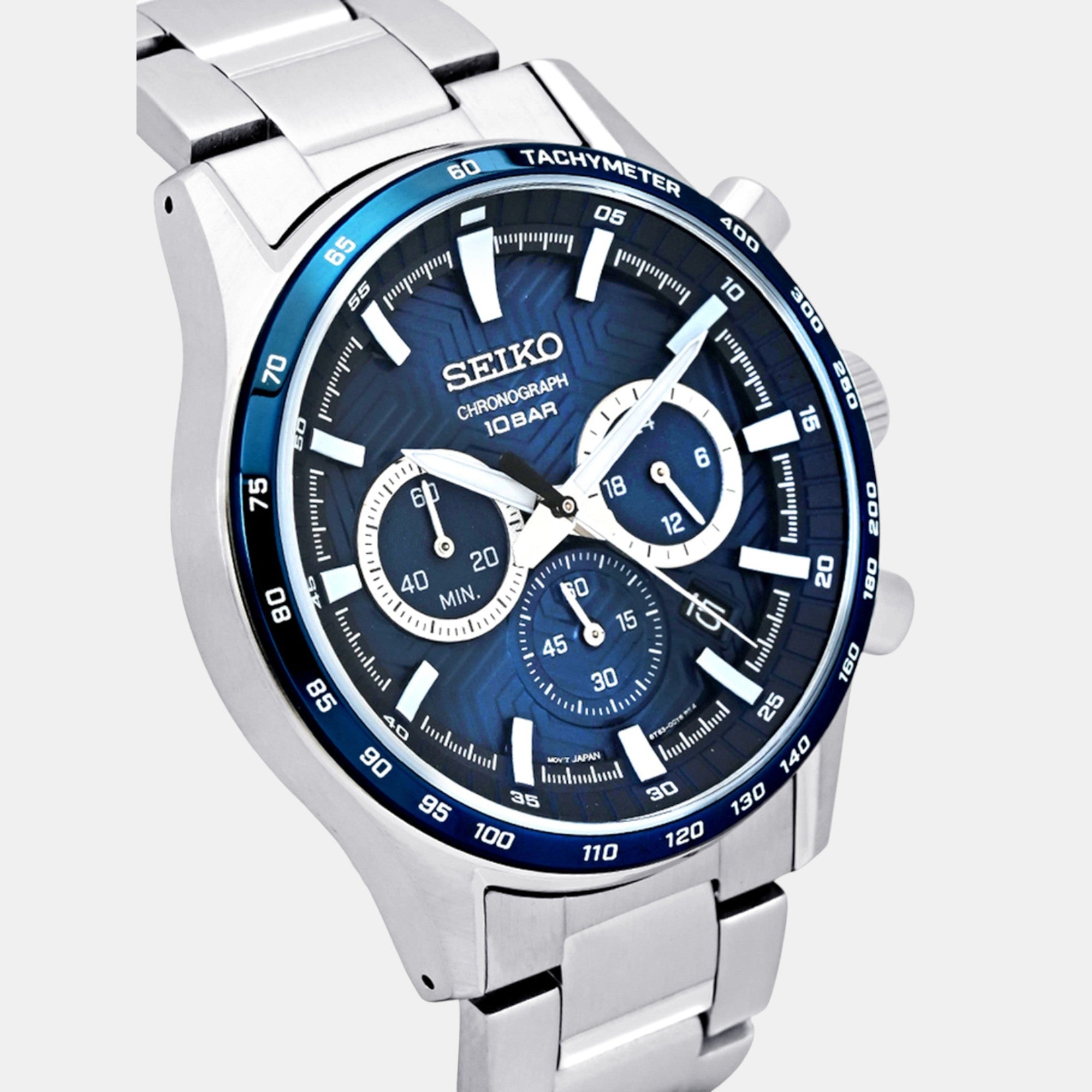 Seiko Dress Men Quartz Blue Dial Chronograph Stainless Steel Watch SSB445P1 - view 2