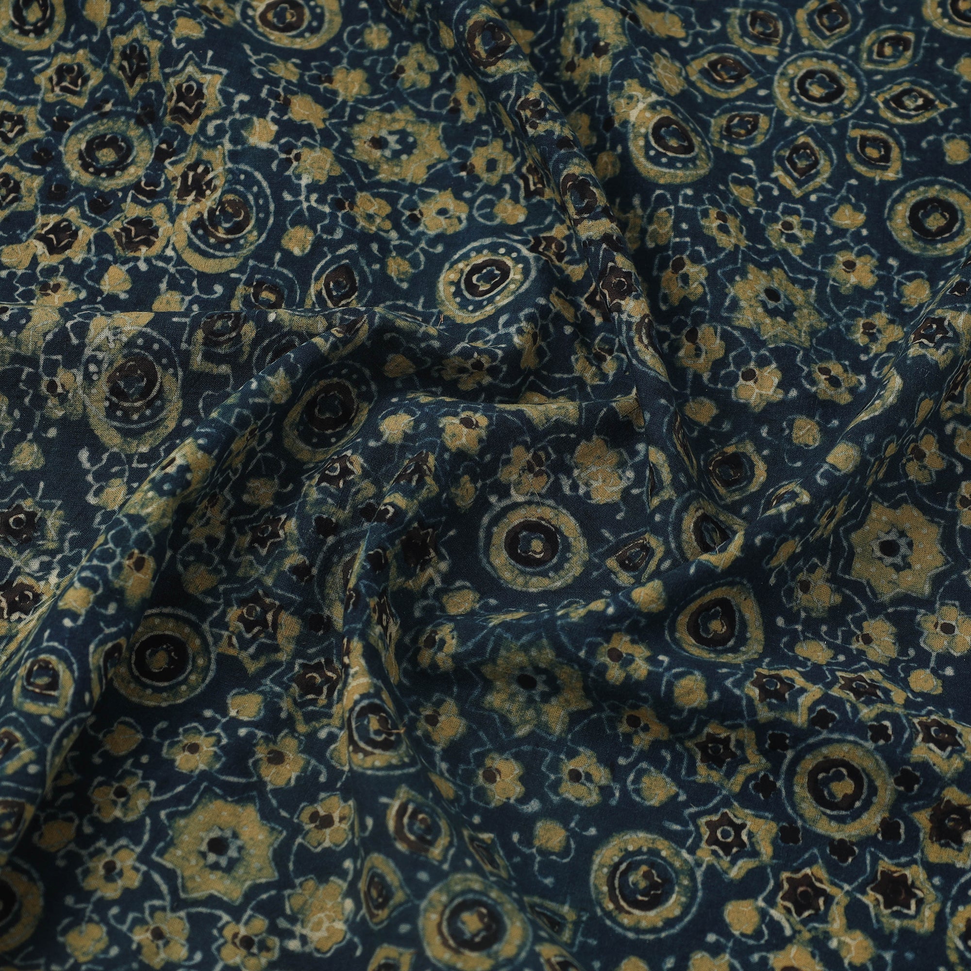 KACHCHH JI CHHAAP Blue - Block Print Cotton Natural Dyed Ajrakh Fabric 10 - view 3