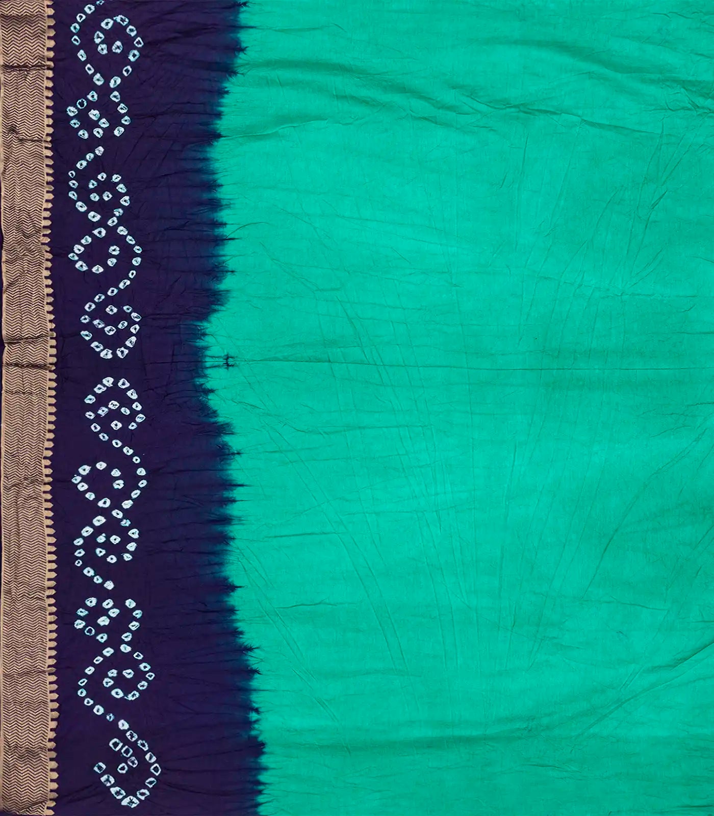 RmKV Aquamarine Woven Blended Bandhej Saree With Paithani Border-Aquamarine - view 4