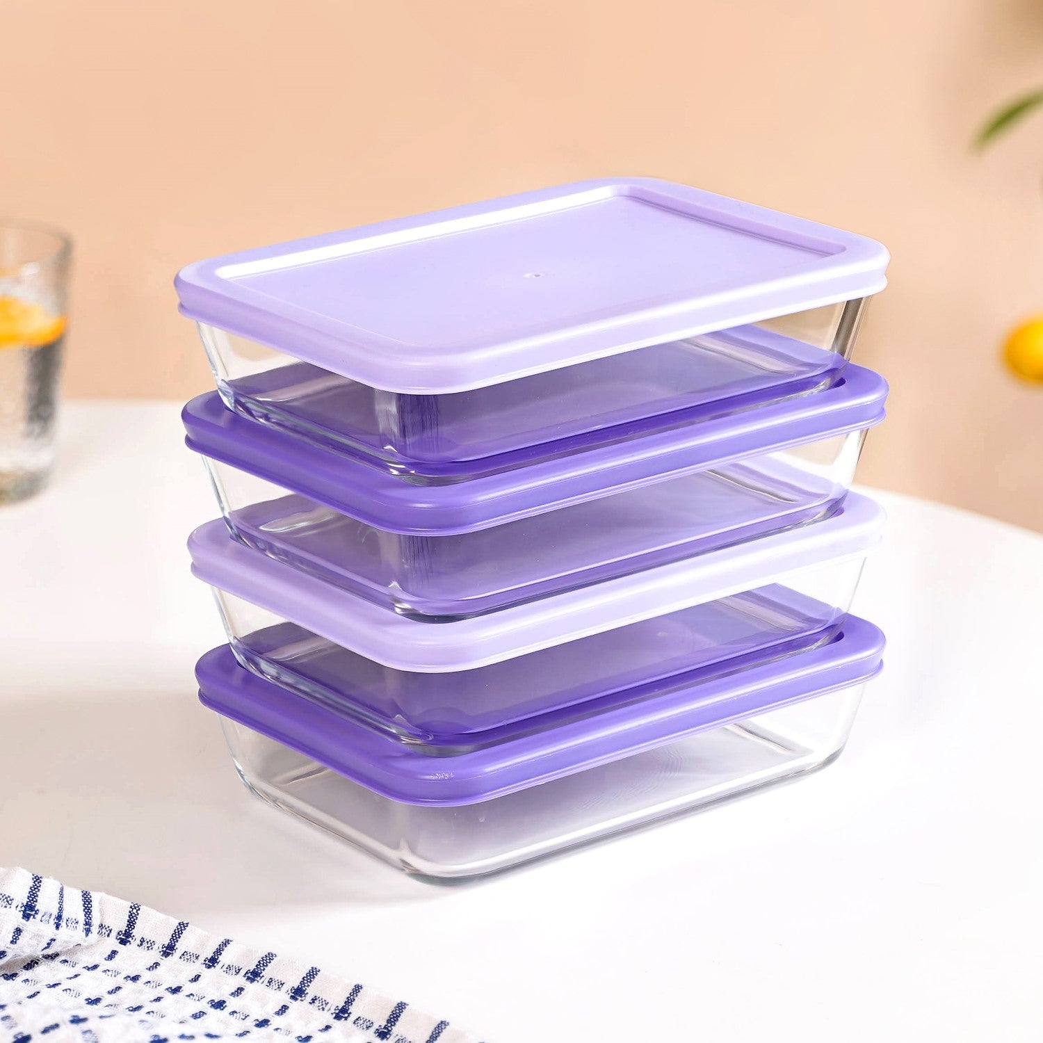Nestasia Set Of 4 Shallow Borosilicate Glass Food Storage Container 800ml - view 2