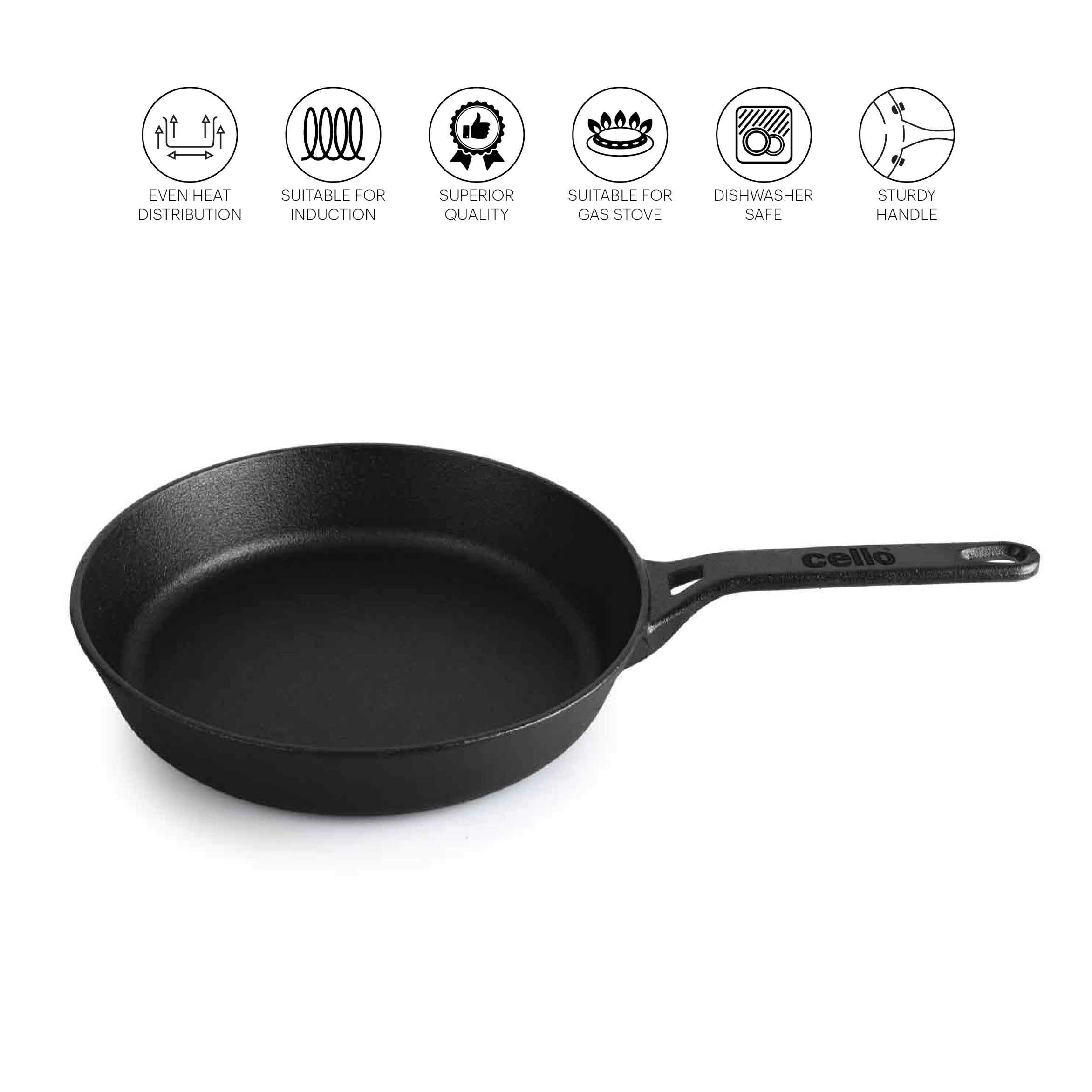 Cello Ironica Pre-Seasoned Cast Iron Fry Pan – Black - view 5