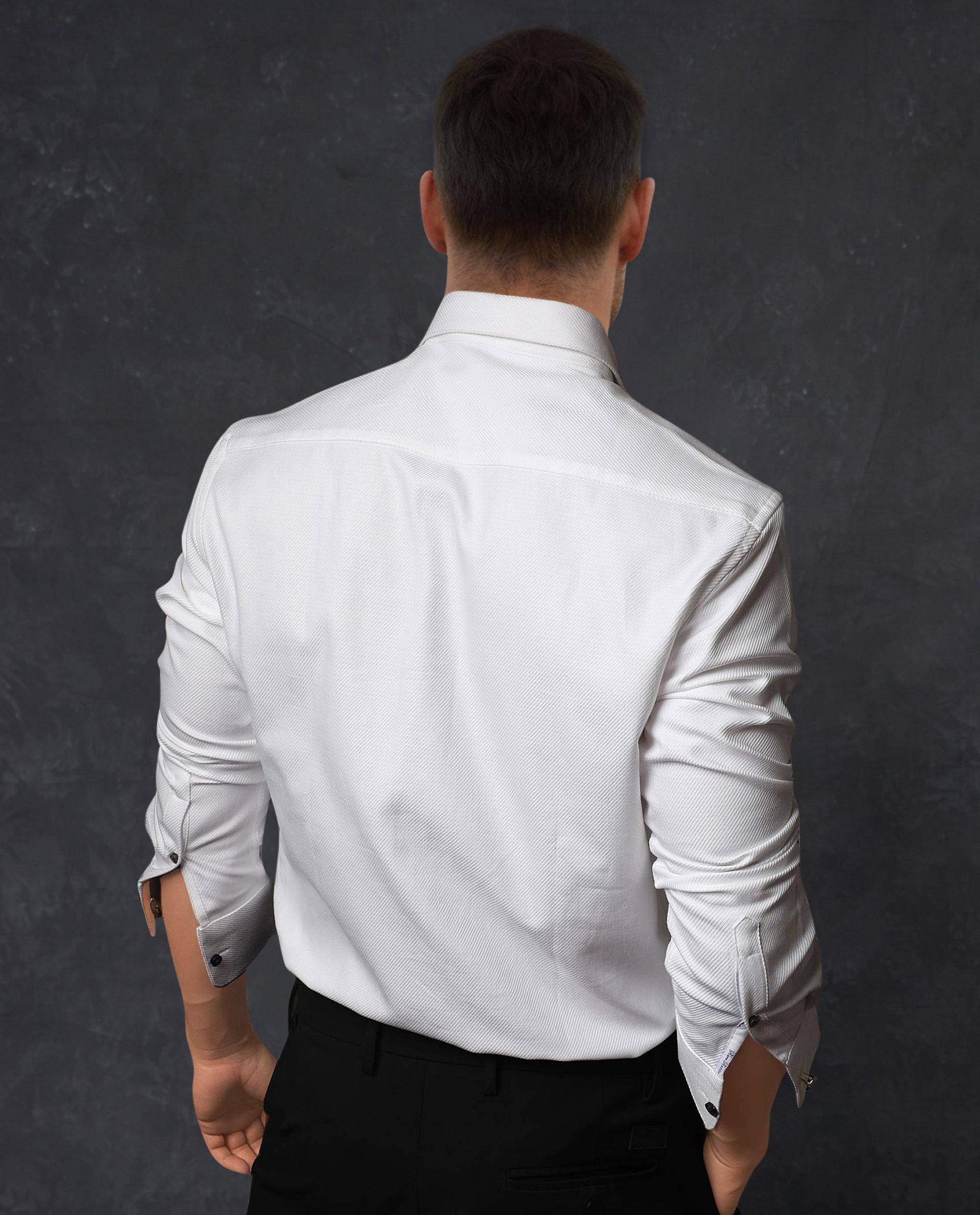 Rare Rabbit Men's Cosa White Cotton Fabric Full Sleeves Solid Shirt - view 8