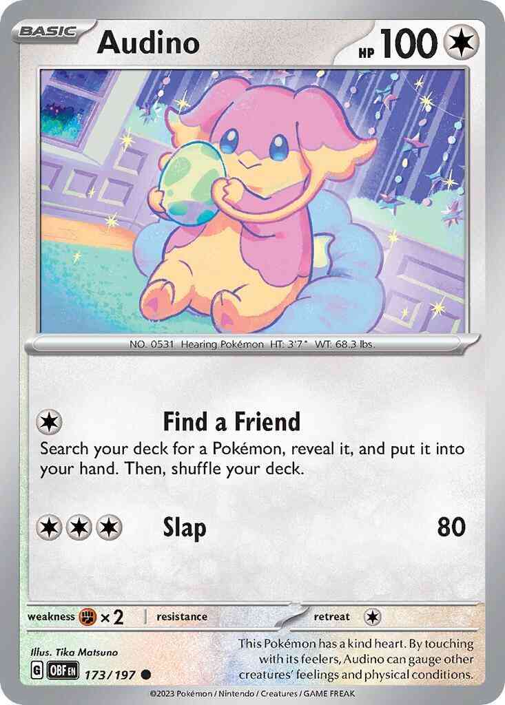 Common sv03-173 non-holo – Pokémon Audino - 173/197 - Common [sv03-173] [Non-Holo]