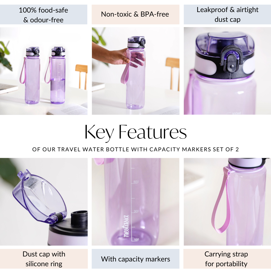 Nestasia Aqualite Travel Water Bottles Set Of 2 Lavender Blush 1150ml - view 5