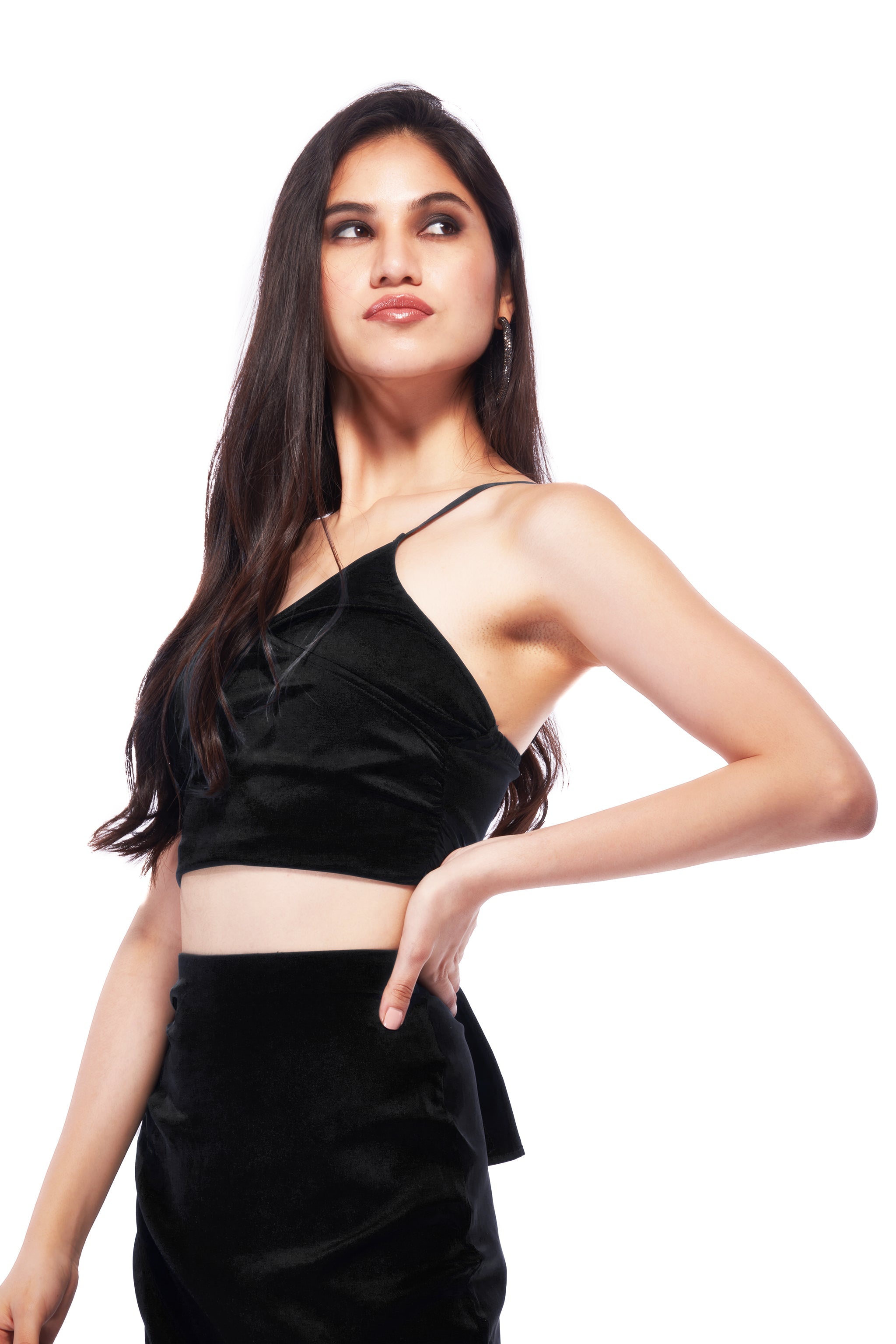 I Z F Black Wrap Satin Top