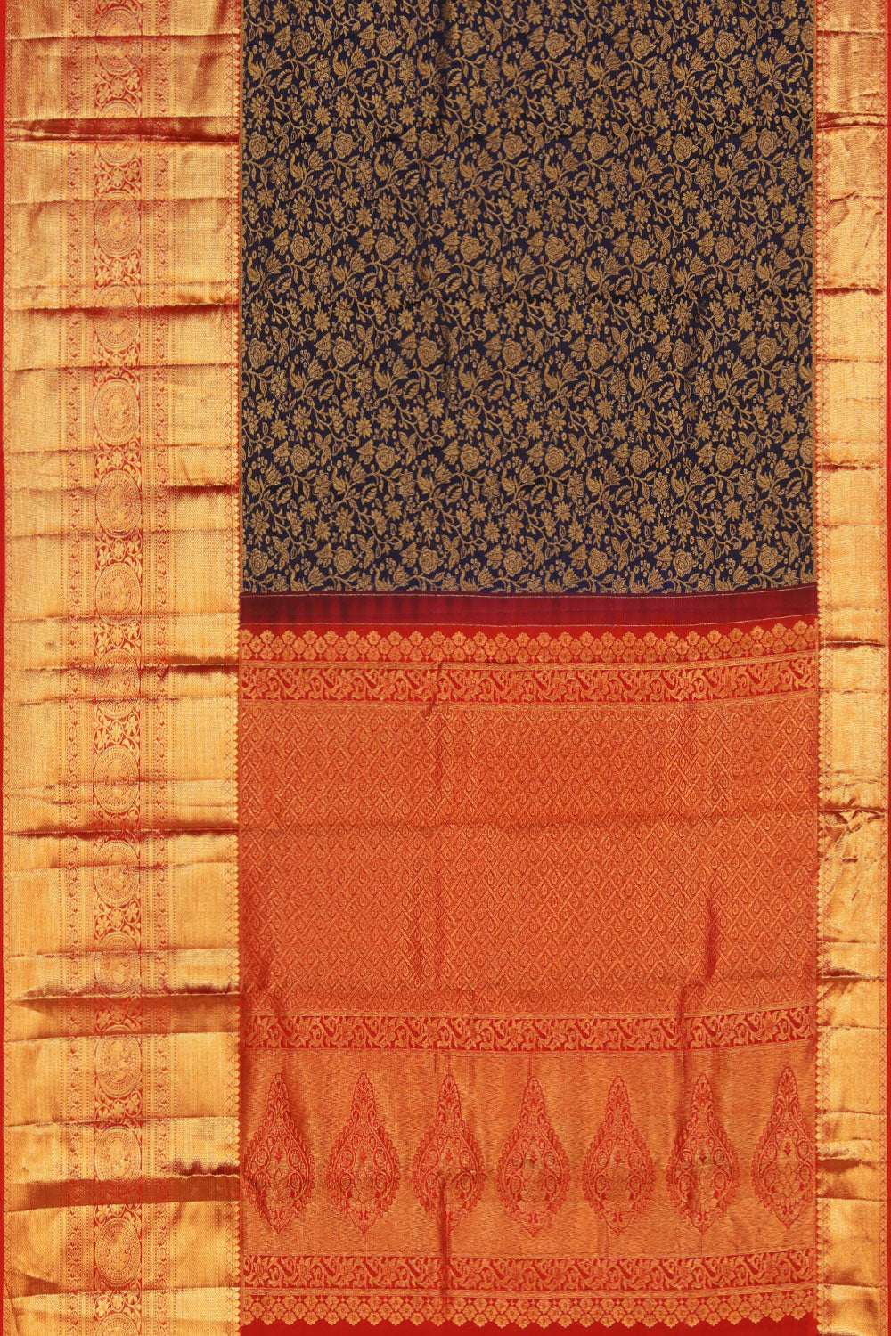 Kalanjali Kanchi Silk Indigo Blue Saree – Women's - view 3