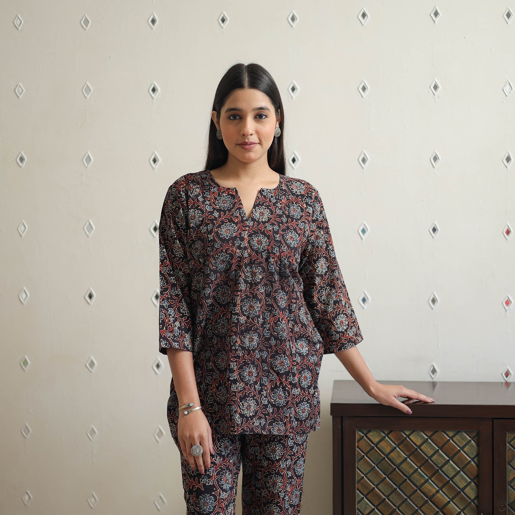 ITOKRI CASUALS Black - Block Printed Cotton Ajrakh Co-ord Set 08