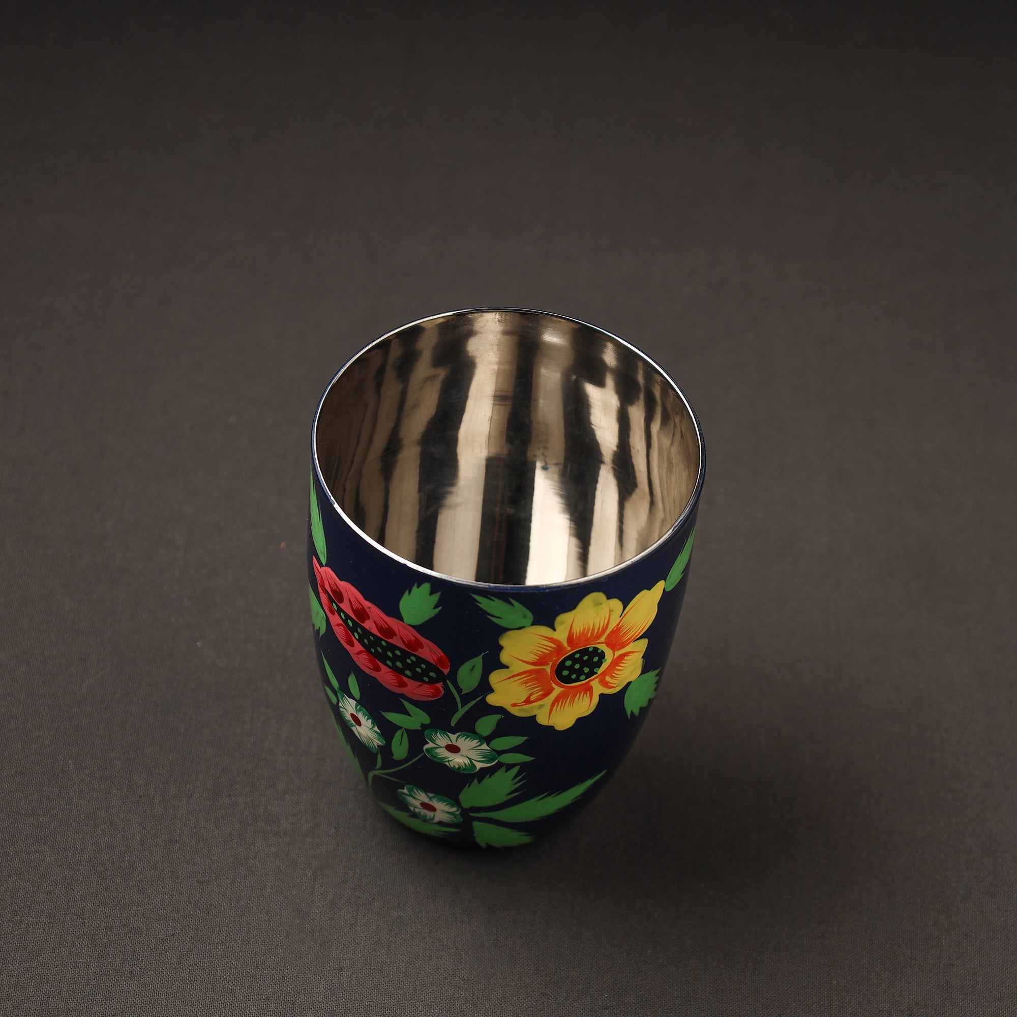 AAYAAS Blue - Floral Handpainted Enamelware Stainless Steel Glass - view 2
