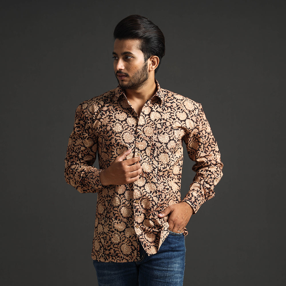 ITOKRI CASUALS Black - Premium Pedana Kalamkari Block Printed Cotton Men Full Sleeve Shirt - view 3