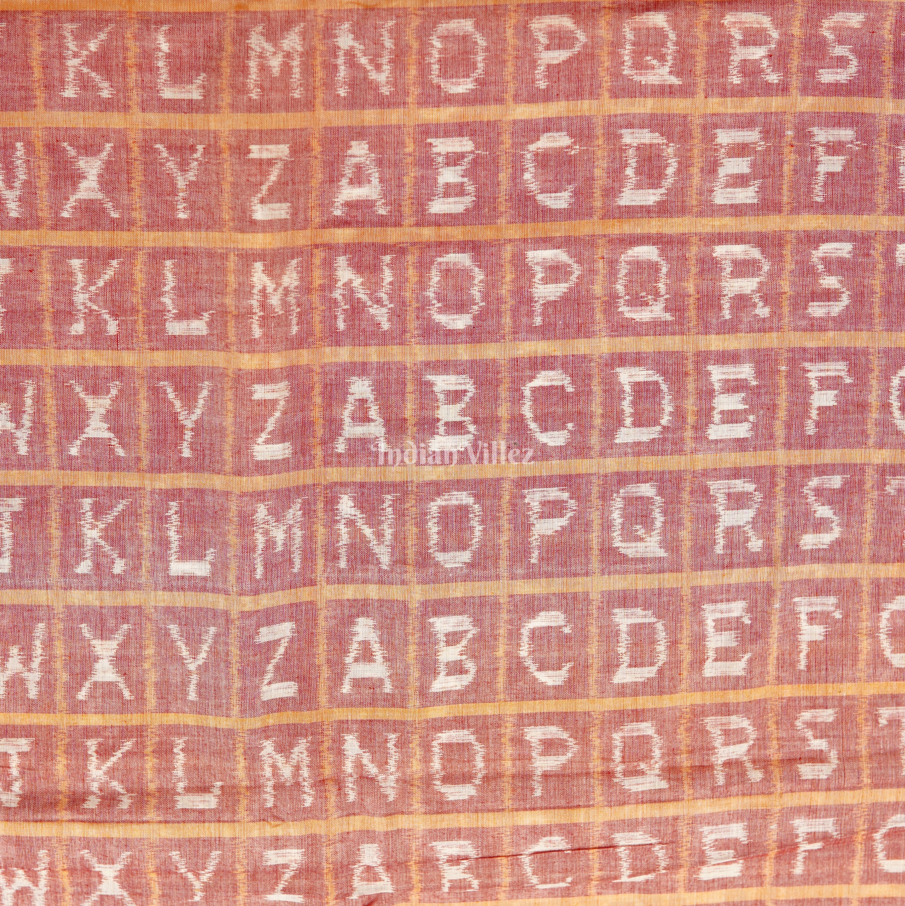 IndianVillèz English Alphabet With Geometric symbols Sambalpuri Cotton Fabric - view 3