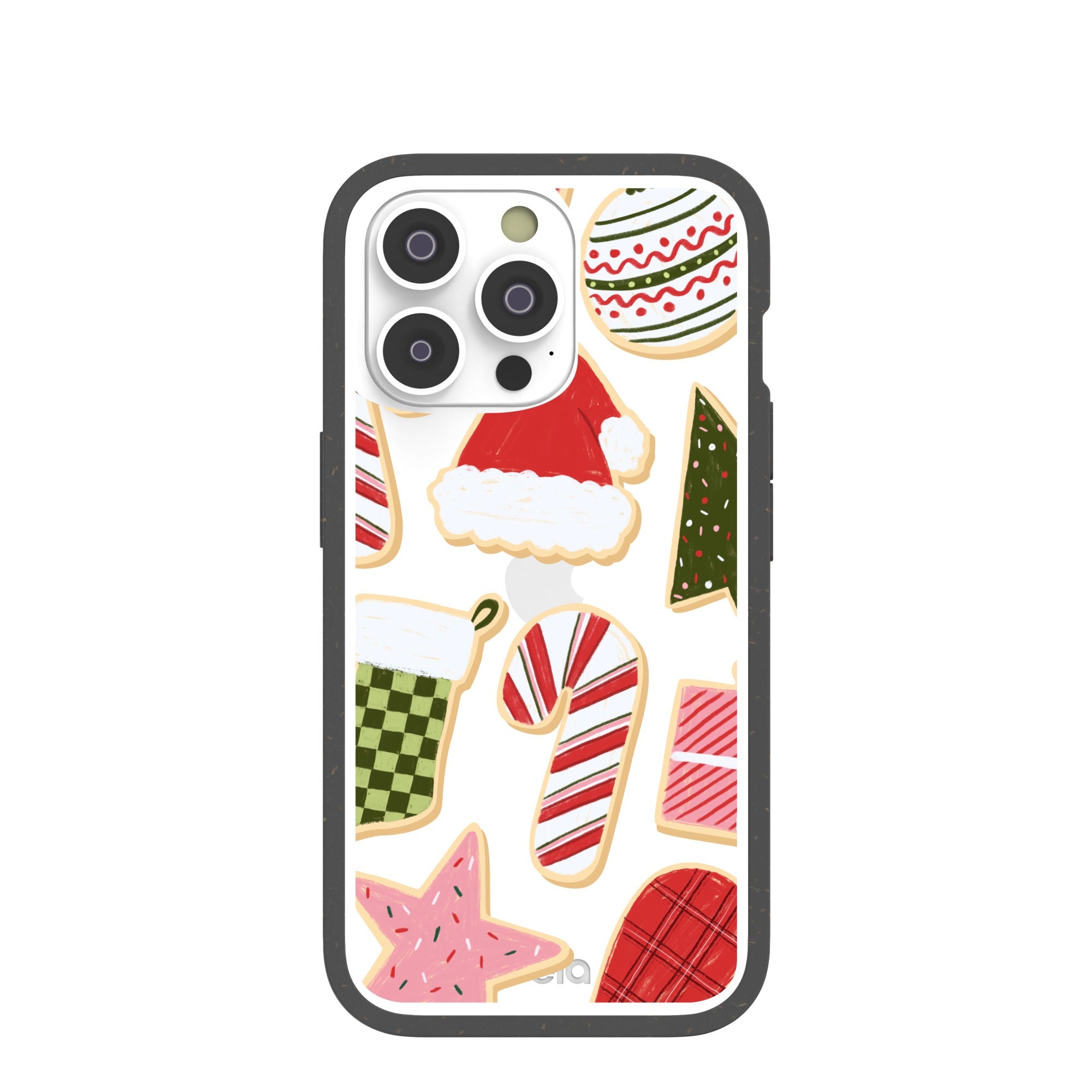 BlackTree Clear Festive Cookies iPhone 14 Pro Case With Black Ridge
