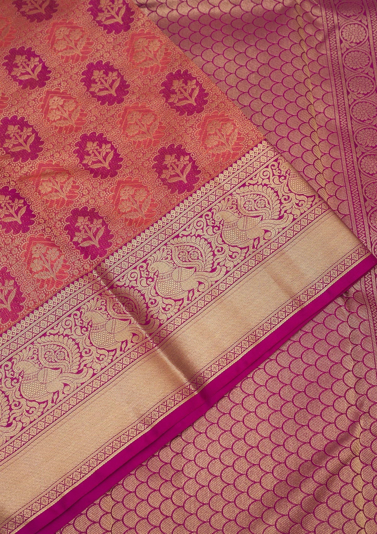 Koskii Peach Zariwork Pure Silk Saree – Women's - view 4