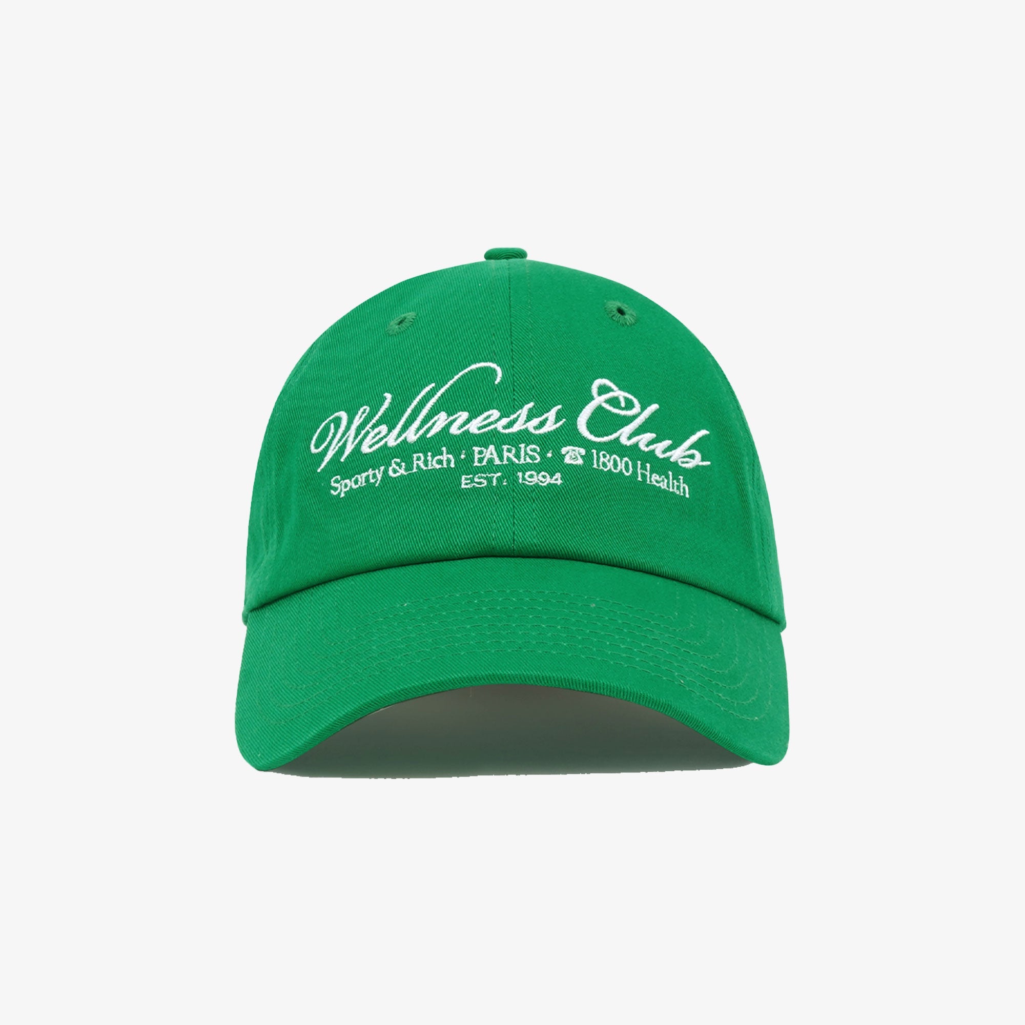 Sporty & Rich | 1800 Health Embroidered Hat { Verde/white