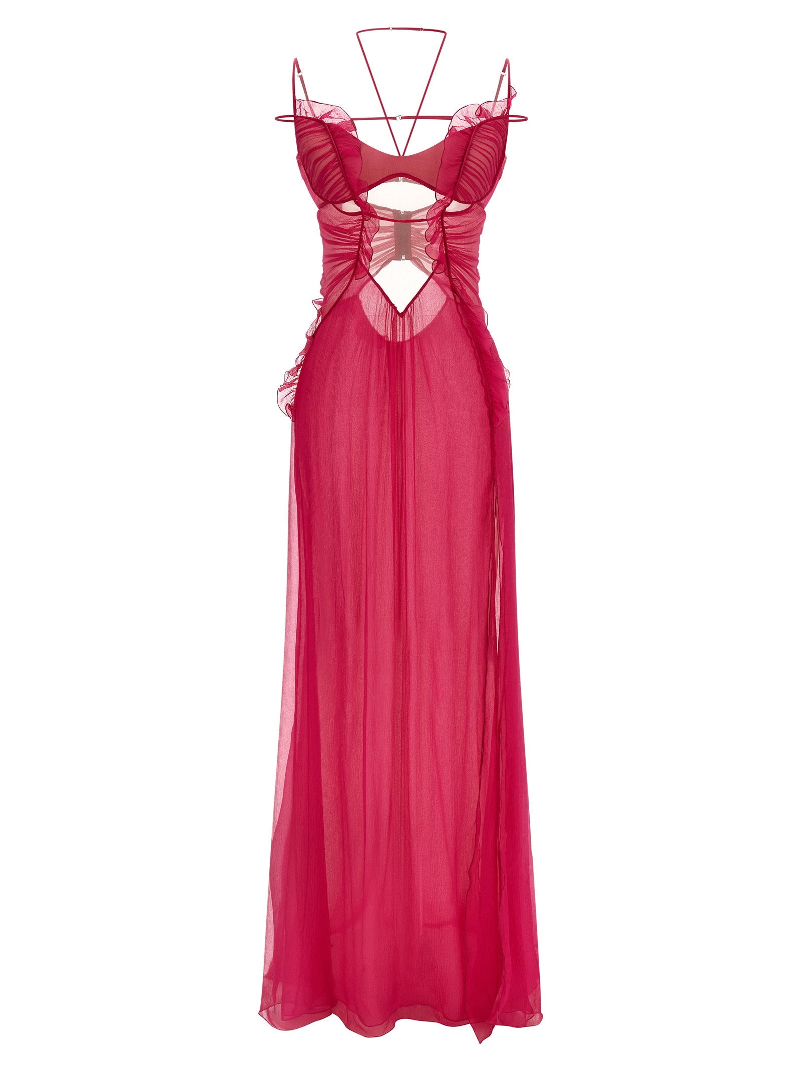 Nensi Dojaka Frilled Gown With Cutouts Dress – 100% silk
