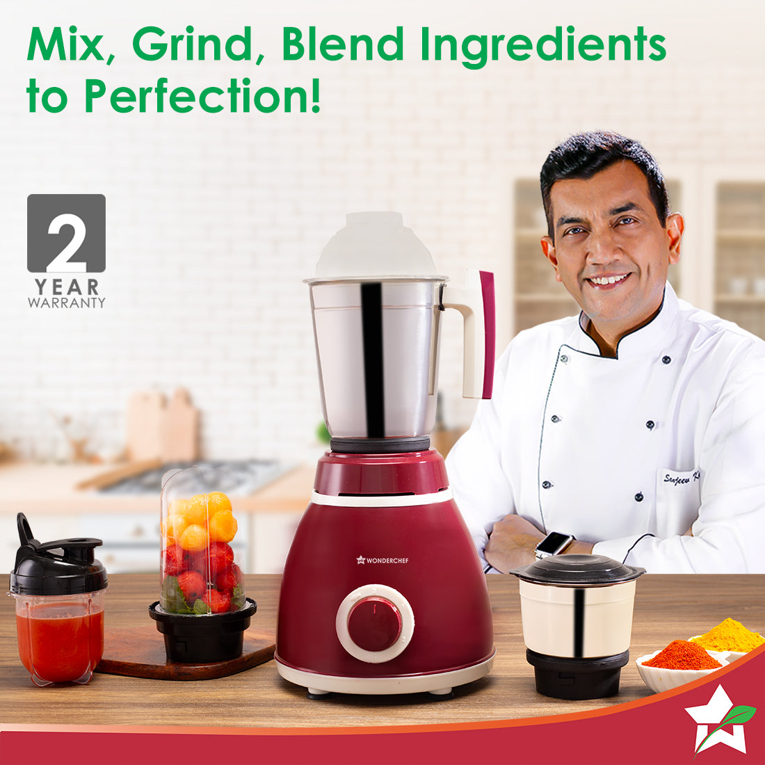 Acura Plus 500 W Mixer Grinder 4 Stainless Steel Jars by blacktree - view 2