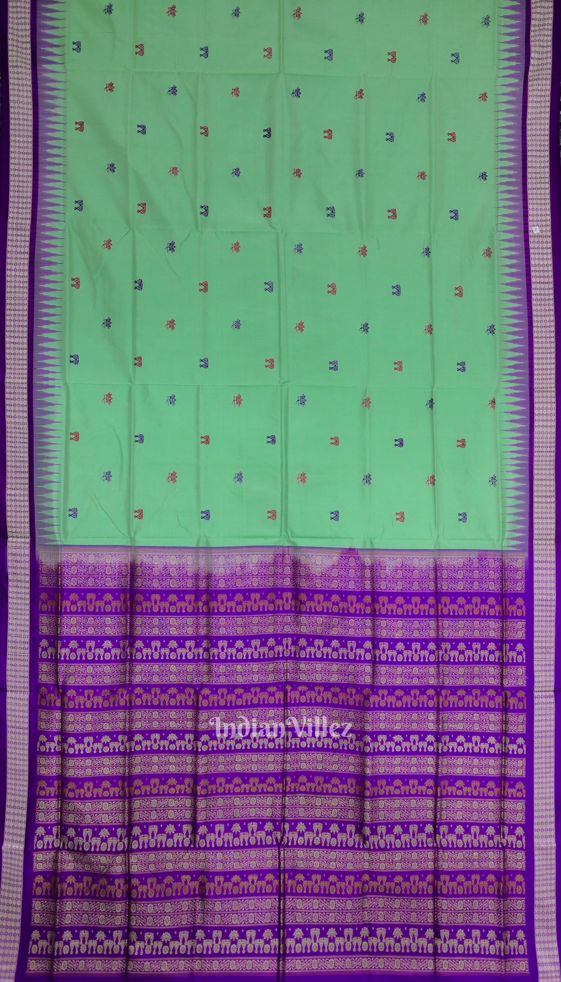 IndianVillèz Green Laxmi Pada Design Odisha Ikat Bomkai Silk Saree - view 2