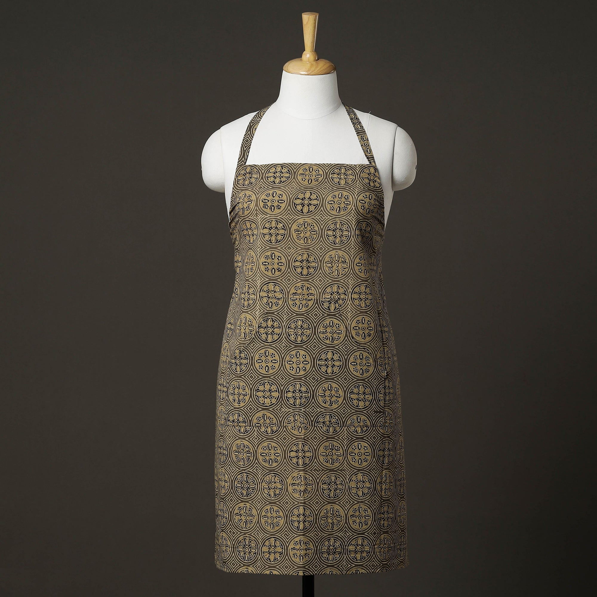 ITOKRI CRAFTS INITIATIVE Ajrakh Block Printed Cotton Apron with Pocket