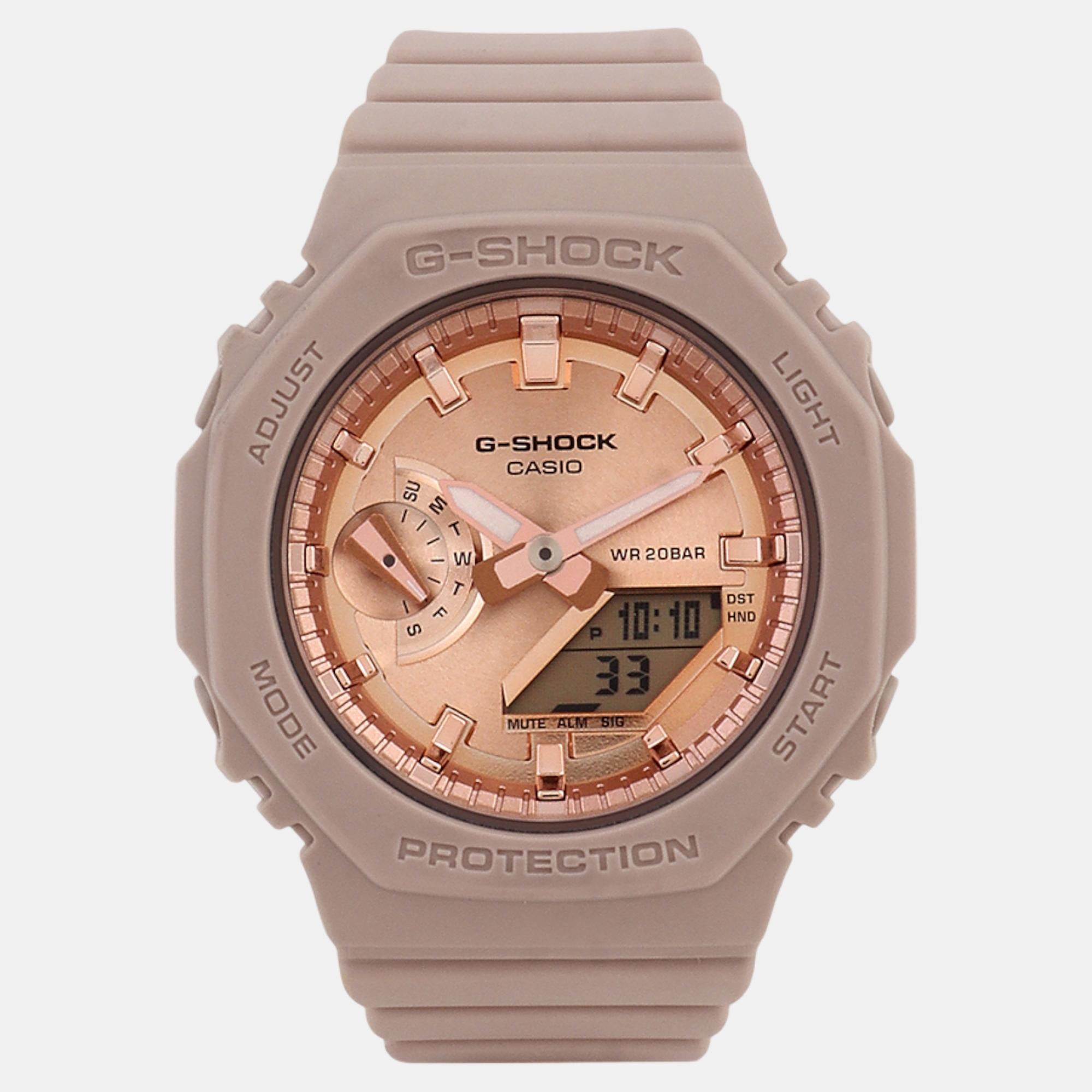 Casio G-Shock Women Quartz Rose Gold Dial Analog-Digital Resin Watch G1460
