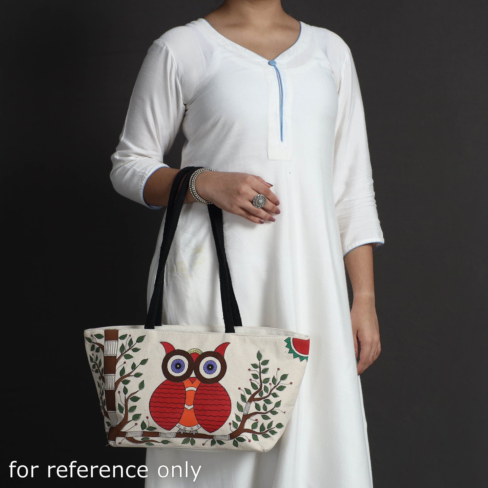 KHUSHBASH - HAPPY LOOM OF EAST Beige - Canvas Cotton Handpainted Shoulder Bag - view 4
