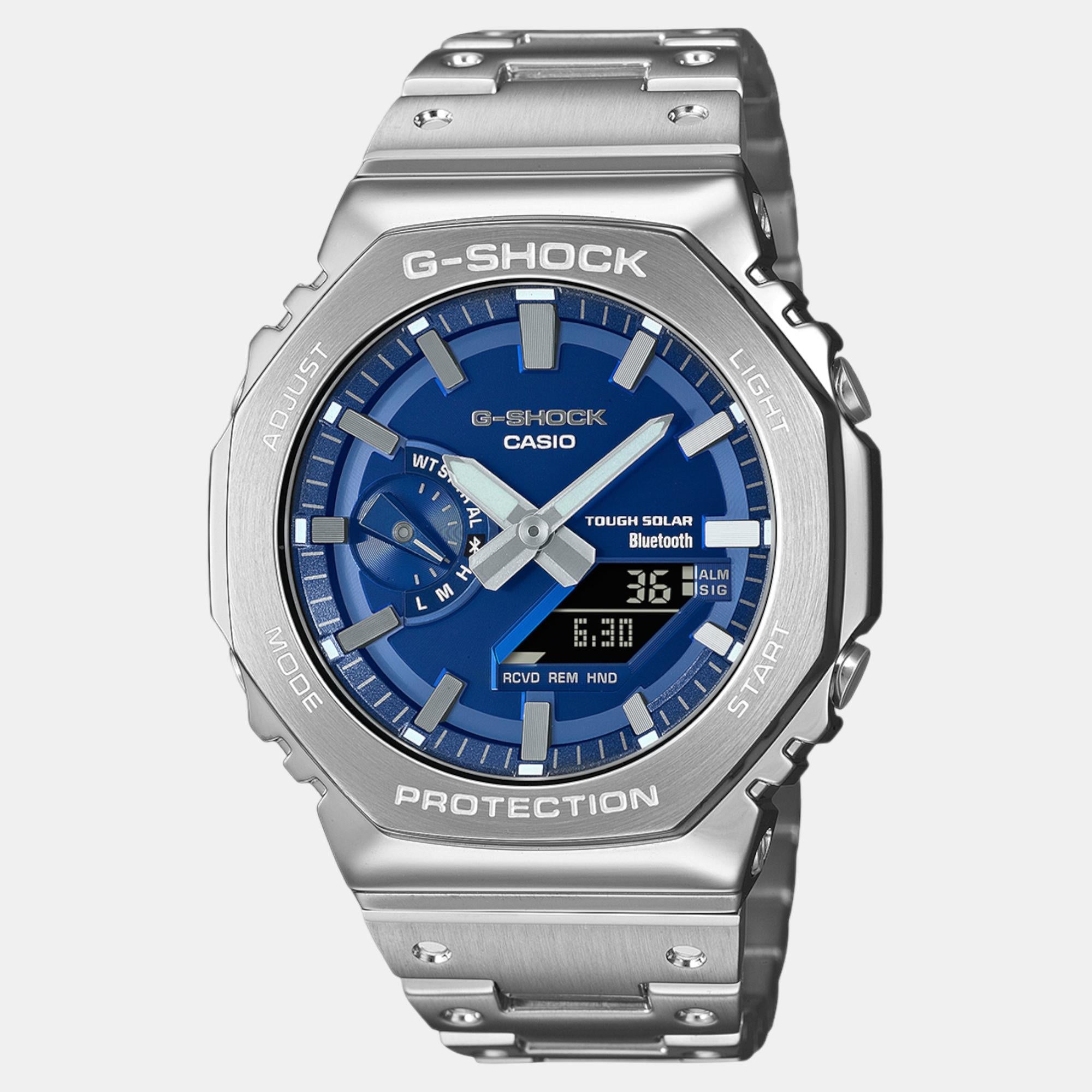 Casio G-Shock Men Quartz Blue Dial Analog-Digital Stainless Steel Watch G1563