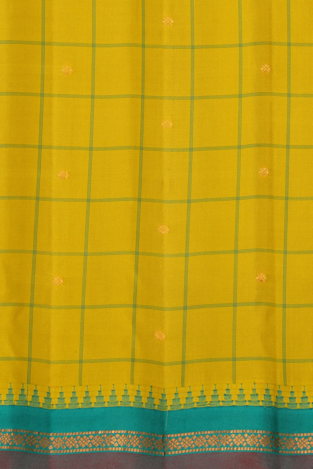 Kalanjali Gadwal Silk Spring-Green Kattam Saree - view 2
