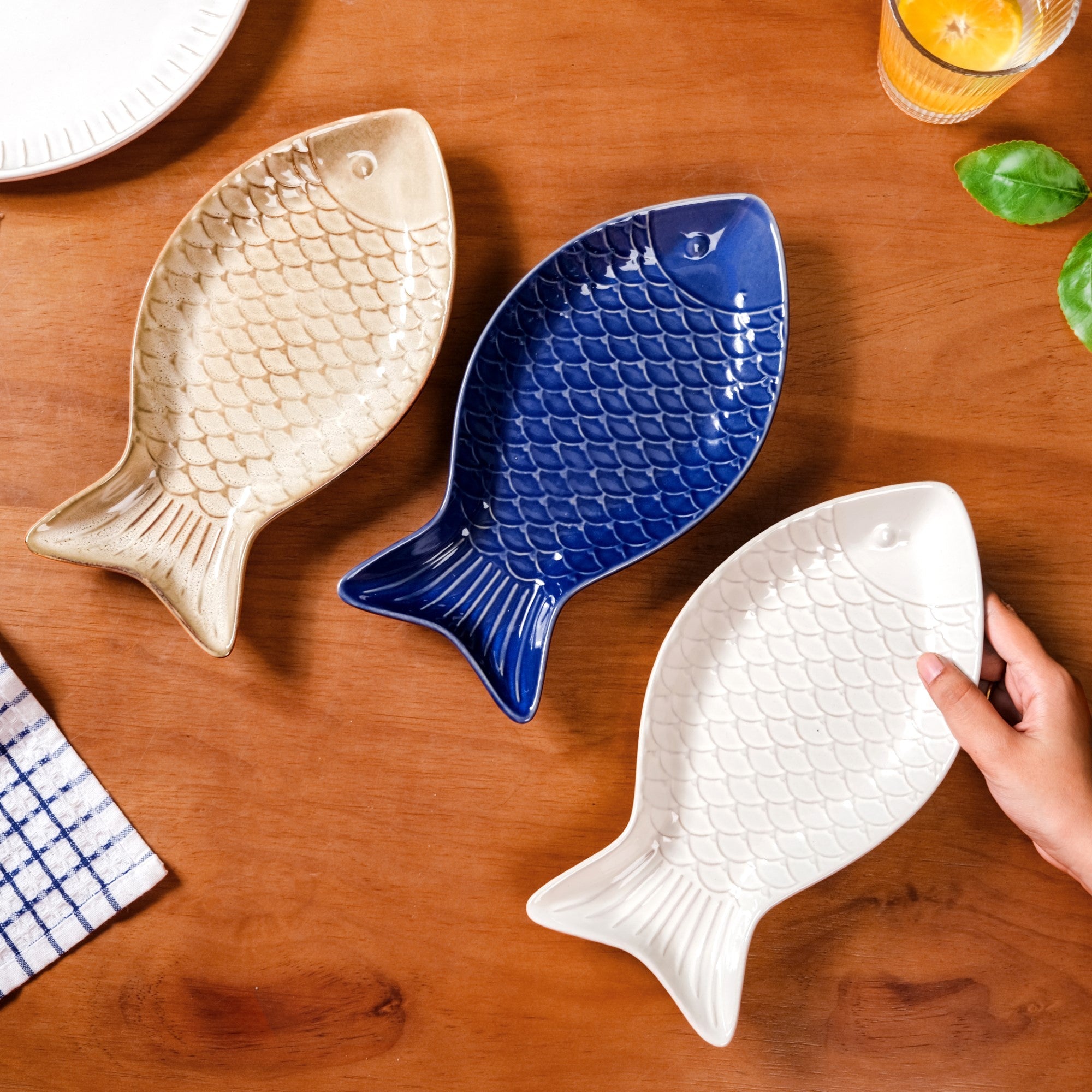 Nestasia Fish Ceramic Platter Set Of 3 - view 2