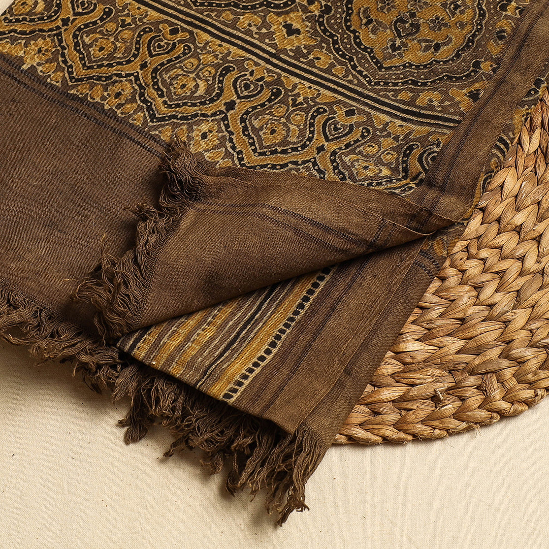 KACHCHH JI CHHAAP Brown - Block Print Cotton Ajrakh Handloom Towel - view 2