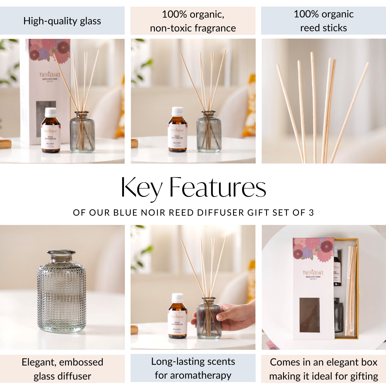 Nestasia Ebony Spice Reed Diffuser Gift Set Of 3 - view 5