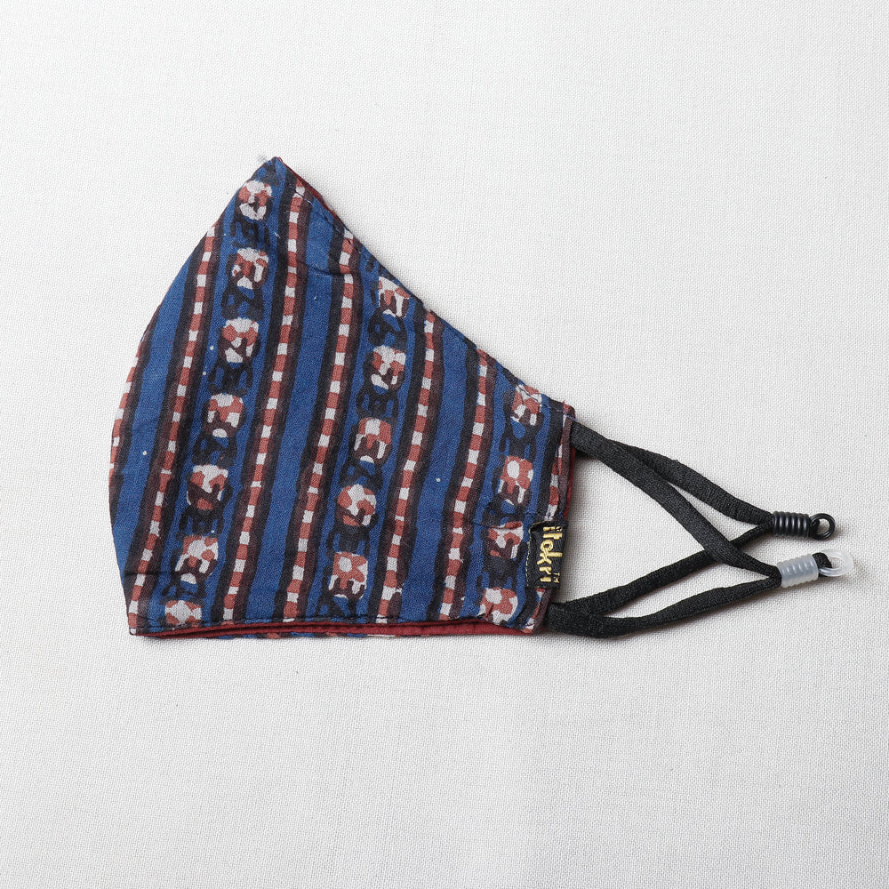 JALPARI Bagru Block Printed Cotton 3 Layer Snug Fit Face Cover