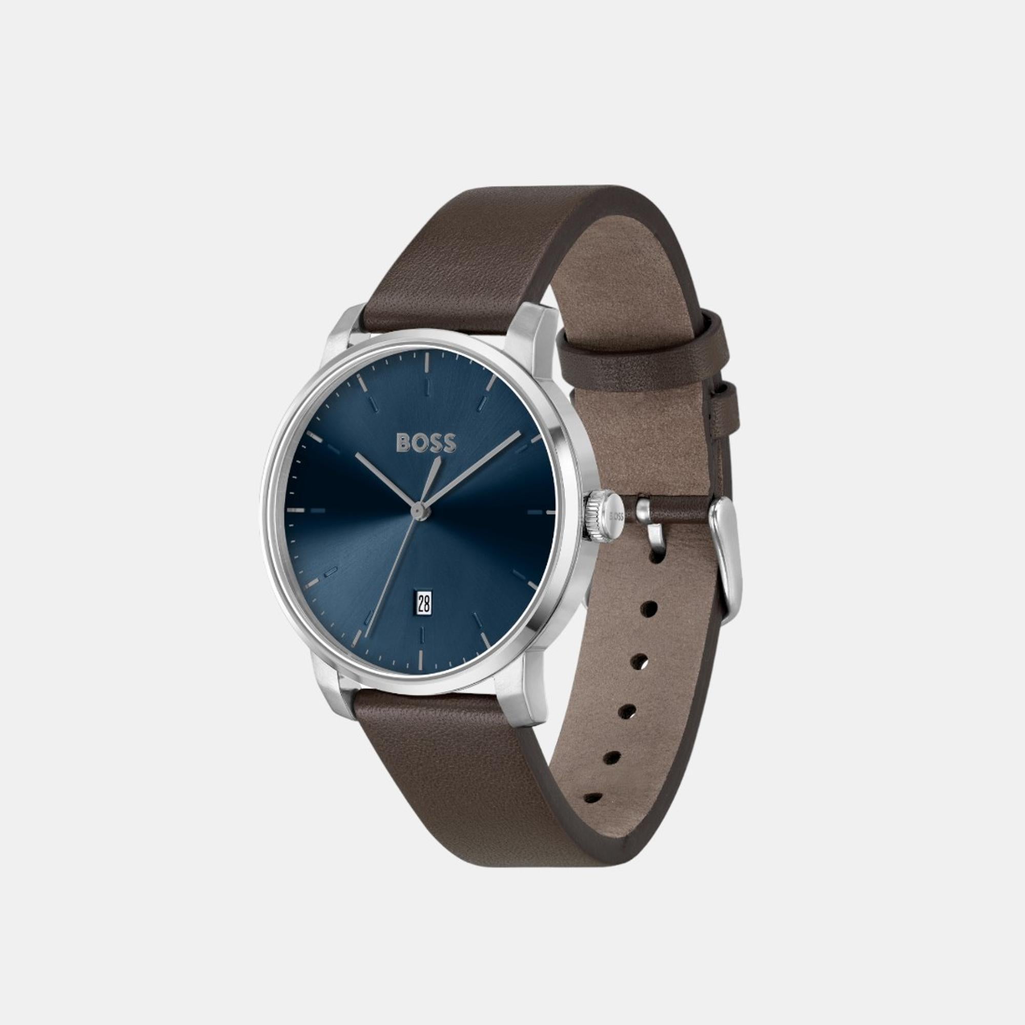 Boss Dean Men Quartz Blue Dial Analog Leather Watch 1514160 - view 2