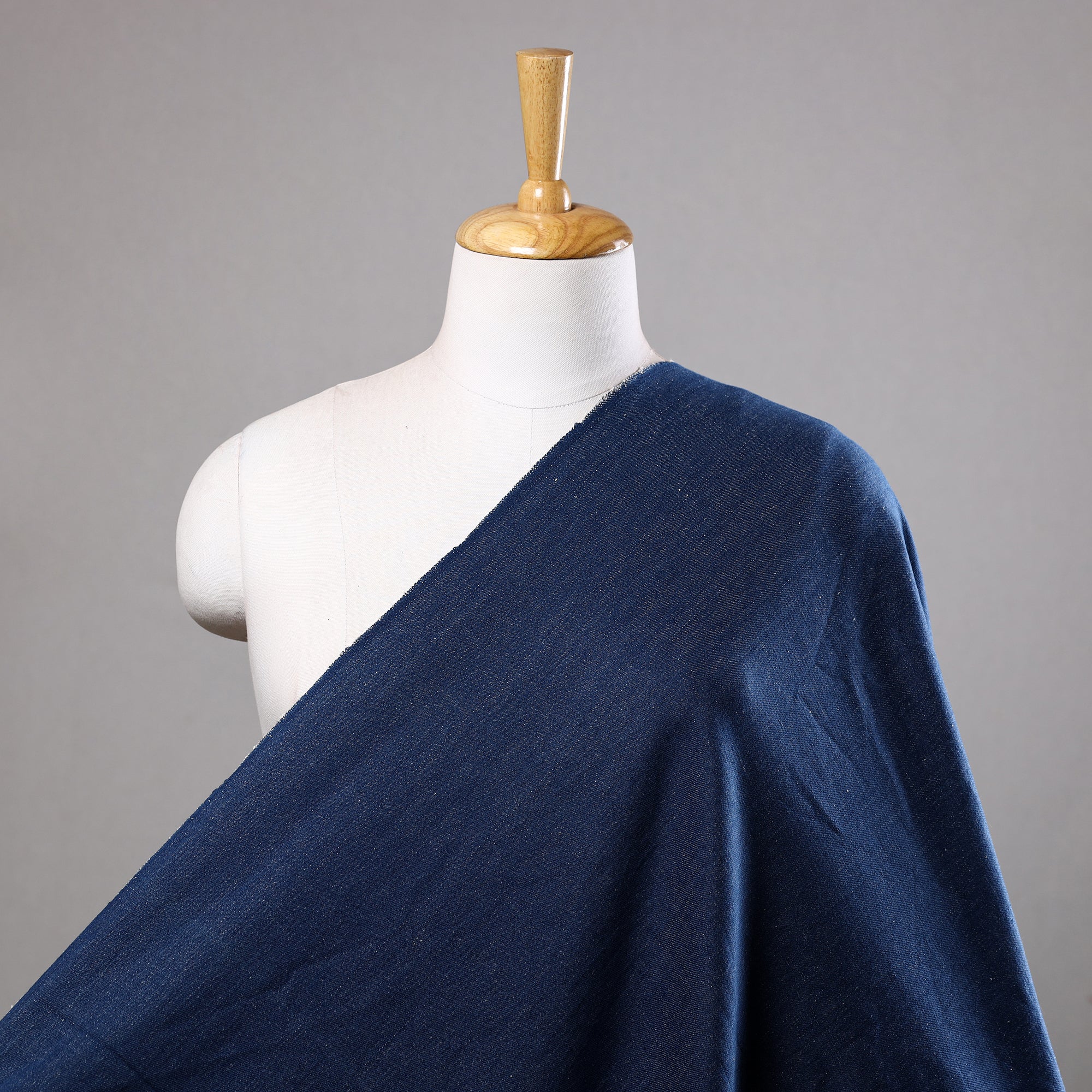 SOUTH KARGHA Blue - 2/40 Twill Cotton Handspun Handloom Natural Dyed Plain Fabric 04