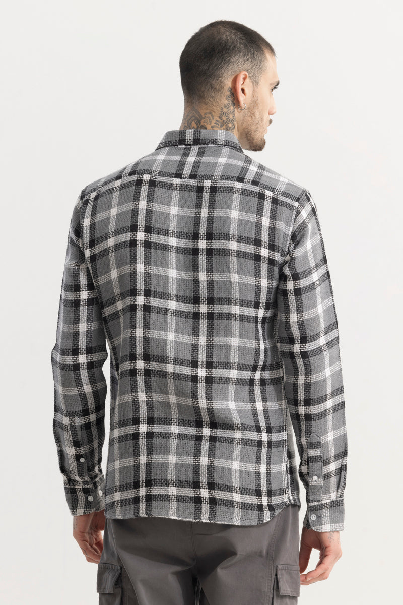 SNITCH Gridline Grey Checks Shirt - view 6