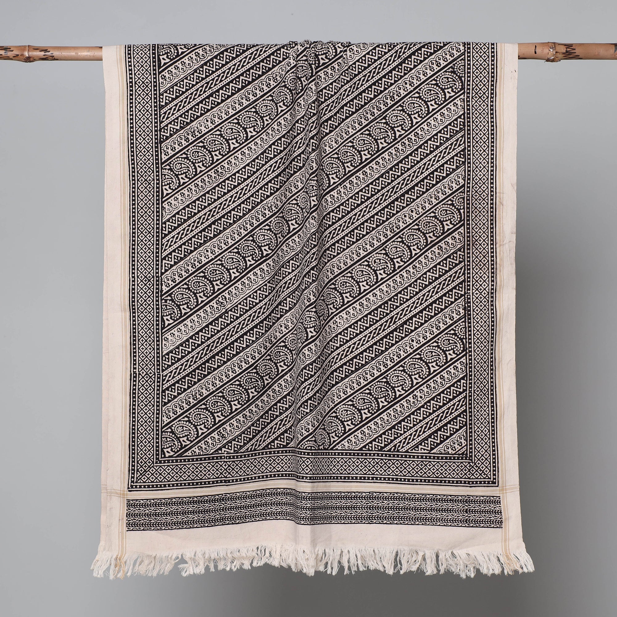 BAGH PRINTS BY UMAR FARUK KHATRI Black - Bagh Hand Block Printed Handloom Cotton Towel - view 2